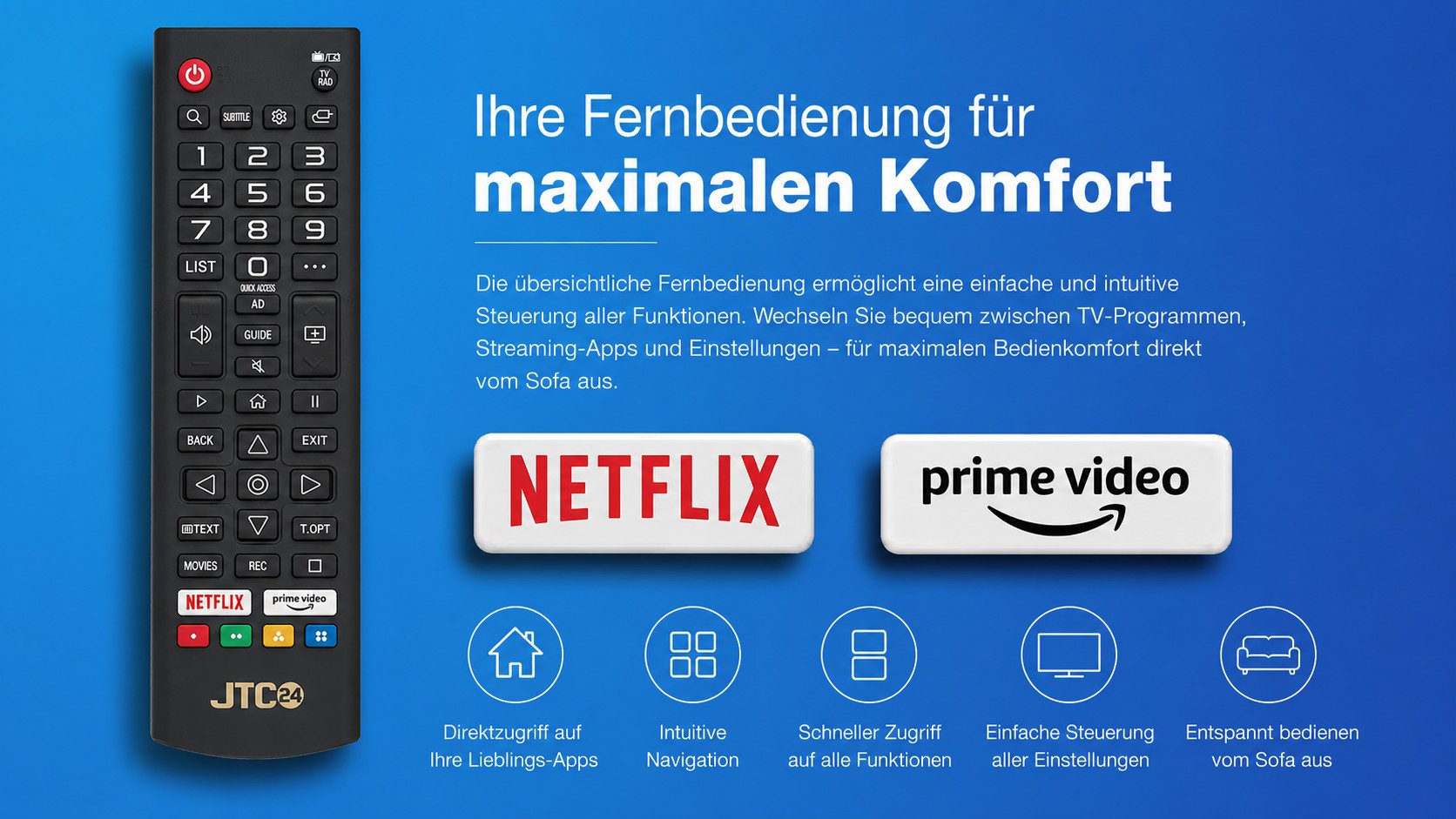 JTC-24 JTCS50U39501FLW LED-Fernseher (126,00 cm/50 Zoll, 4K Ultra HD, Smart-TV, HDR, LAN/WLAN, DLNA, Miracast WiFi Display, Bluetooth, rahmenlos)