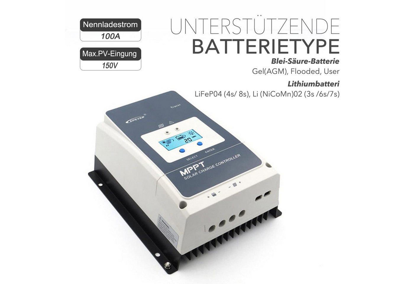 Thumbnail - enjoy solar Solarladeregler EPEVER® TraceAN 5415/6415/8415/10415/10420, 50A-100A, 12/24/36/48VDC, 150V/200V, Tracking-Wi...