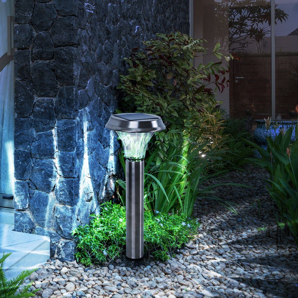 Garten für verbaut, Solarleuchte Erdspieß Solarlampen Solar Edelstahl LED-Leuchtmittel Außen etc-shop fest Gartenleuchte,
