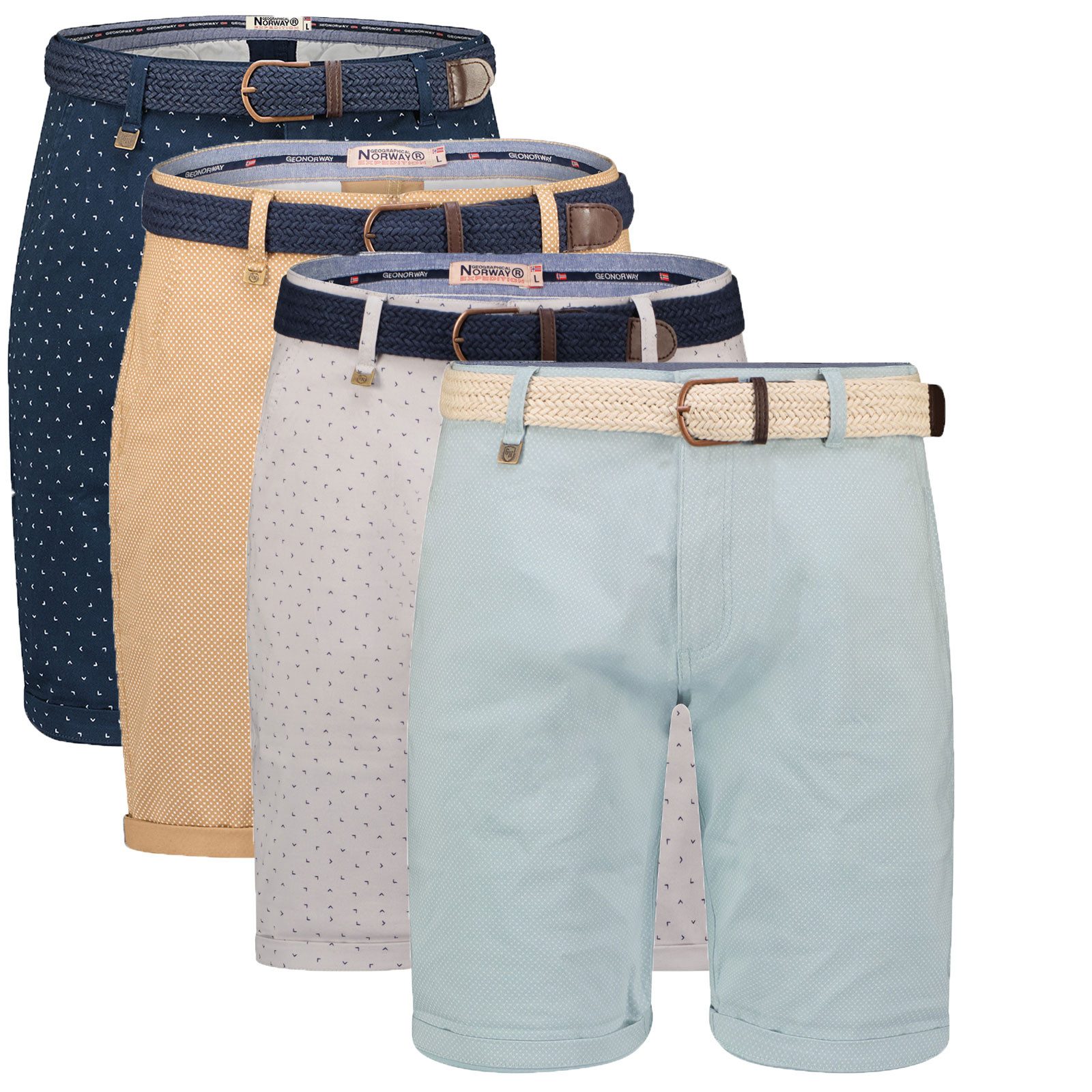 Geographical Norway Chinos Chino Shorts kurze Hose Bermuda Knielang Stoff bequem mit Gürtel short – Bild 5 von 5