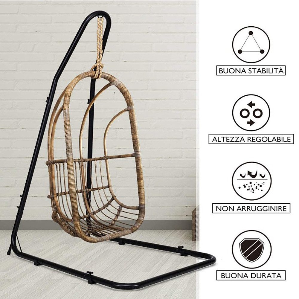 JEOBEST Hängemattengestell Hängesessel Gestell Outdoor, Verstellbares (200 - 250cm) Nur Gestell, Hängesitz Halterung, C Ständer, bis 120kg