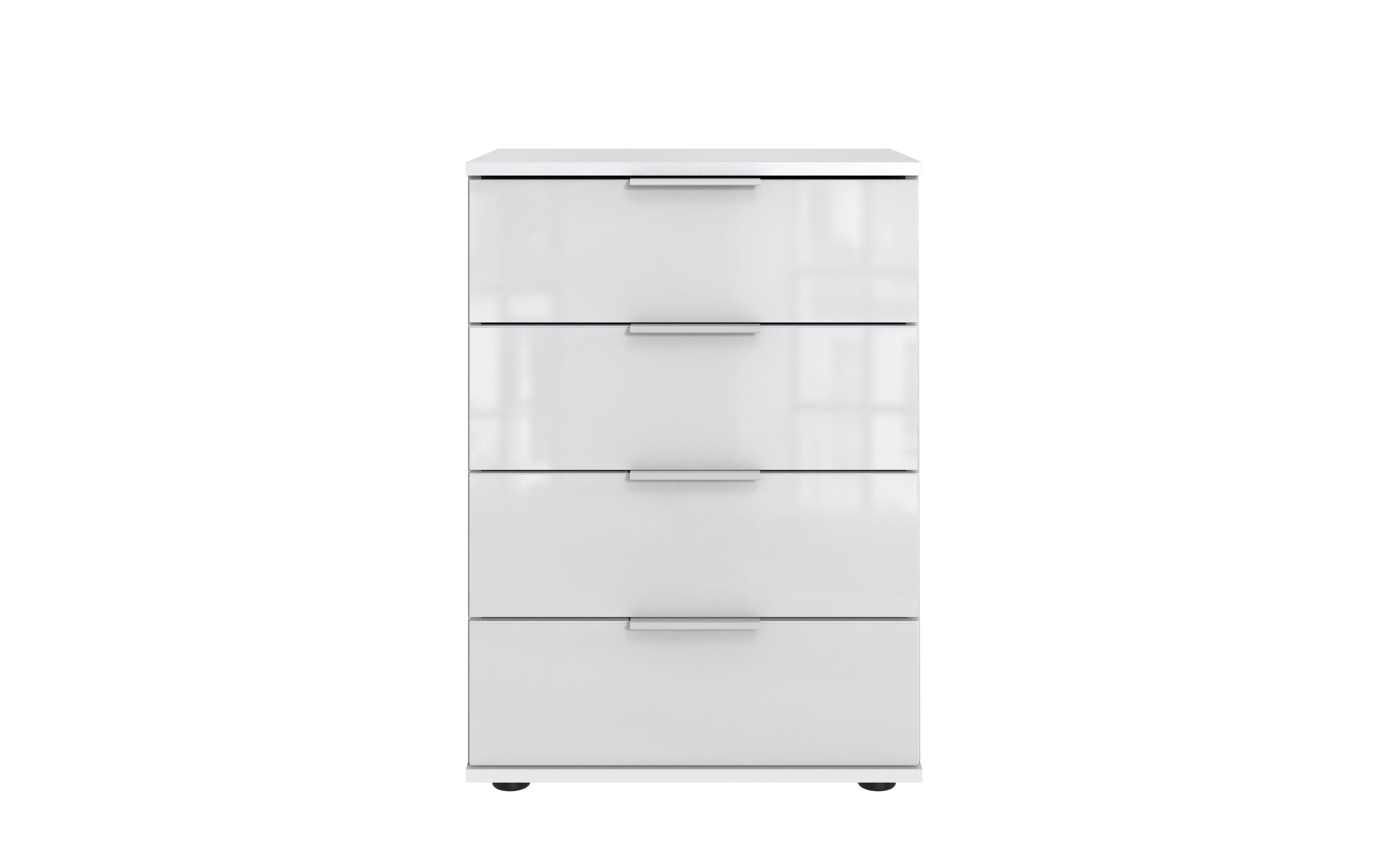Nachtschrank in WEISS + GLAS WEISS - 52x74x38cm (BxHxT)