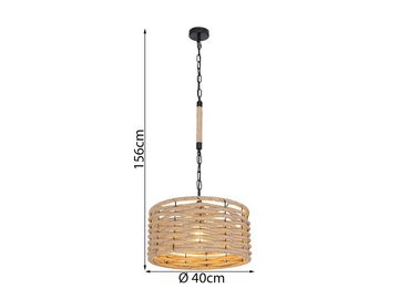 meineWunschleuchte LED Pendelleuchte, Leuchtmittel stufenweise über Wandschalter dimmbar, LED wechselbar, warmweiß, Boho Lampenschirm Seil-lampe über-n Esstisch & im Treppenhaus, Ø40cm