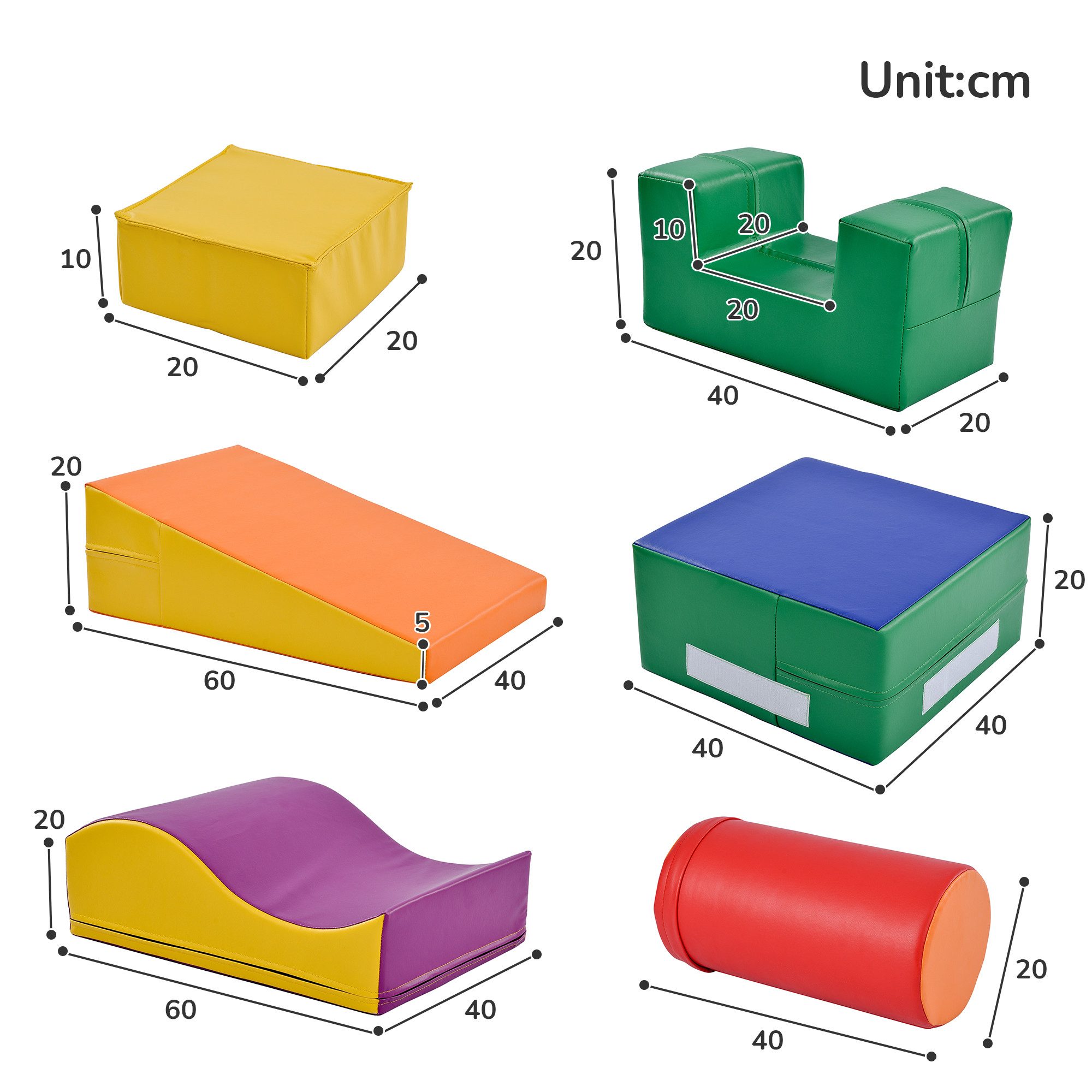 HEYHIPPO 6-in-1-Kletter-Weichschaumset, pädagogische Bausteine, Spielbausteine, (6 St), farbenfrohes Kinderspielgerät, geeignet für Kinder im Vorschulalter
