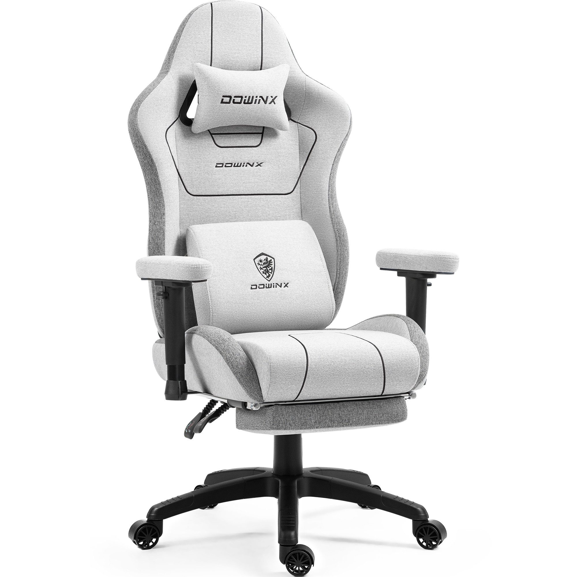 Dowinx Gaming-Stuhl Stoff mit Taschenfederkissen (Packung), Ergonomischer Gaming Sessel mit Massagefunktion