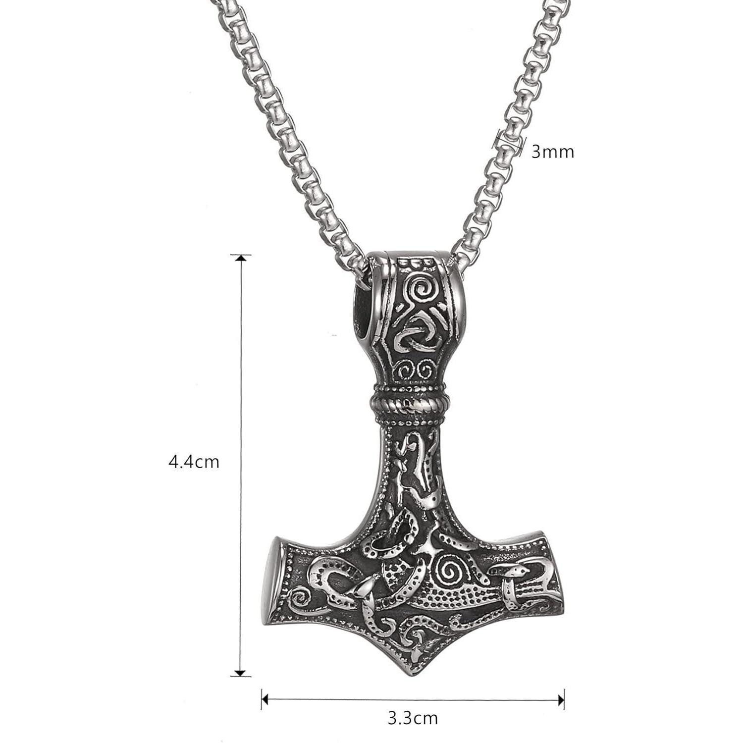 LuxusKollektion Kette mit Anhänger Wikinger Thors Hammer Halskette Edelstahl Viking Runen Schmuck Herren – Bild 5 von 5