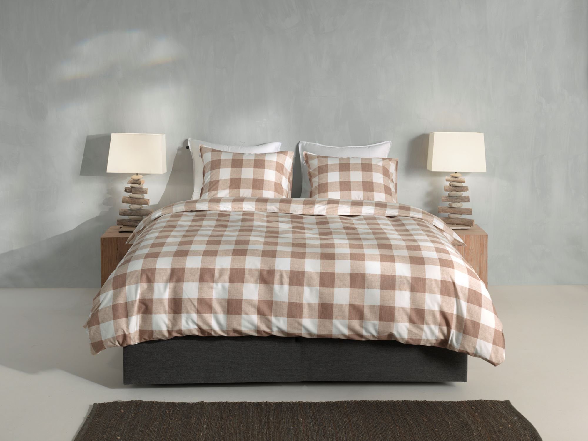 Bettwäsche Zo! Home Cotton Bettwäsche 200x200 Quattro di Lino Sandy beige weiß, ZO HOME, Baumwolle, 3 teilig