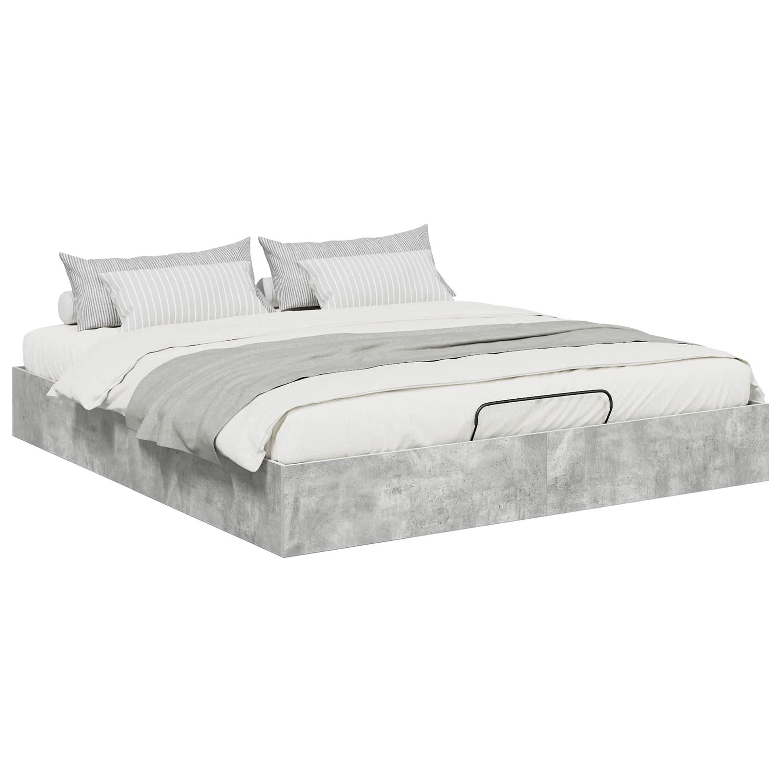 furnicato Stauraumbett Ottoman Bettgestell 203 x 180 x 25 cm Beton (1-tlg), Bettrahmen mit Gaslift-System und geräumigem Stauraum für dein Zimmer