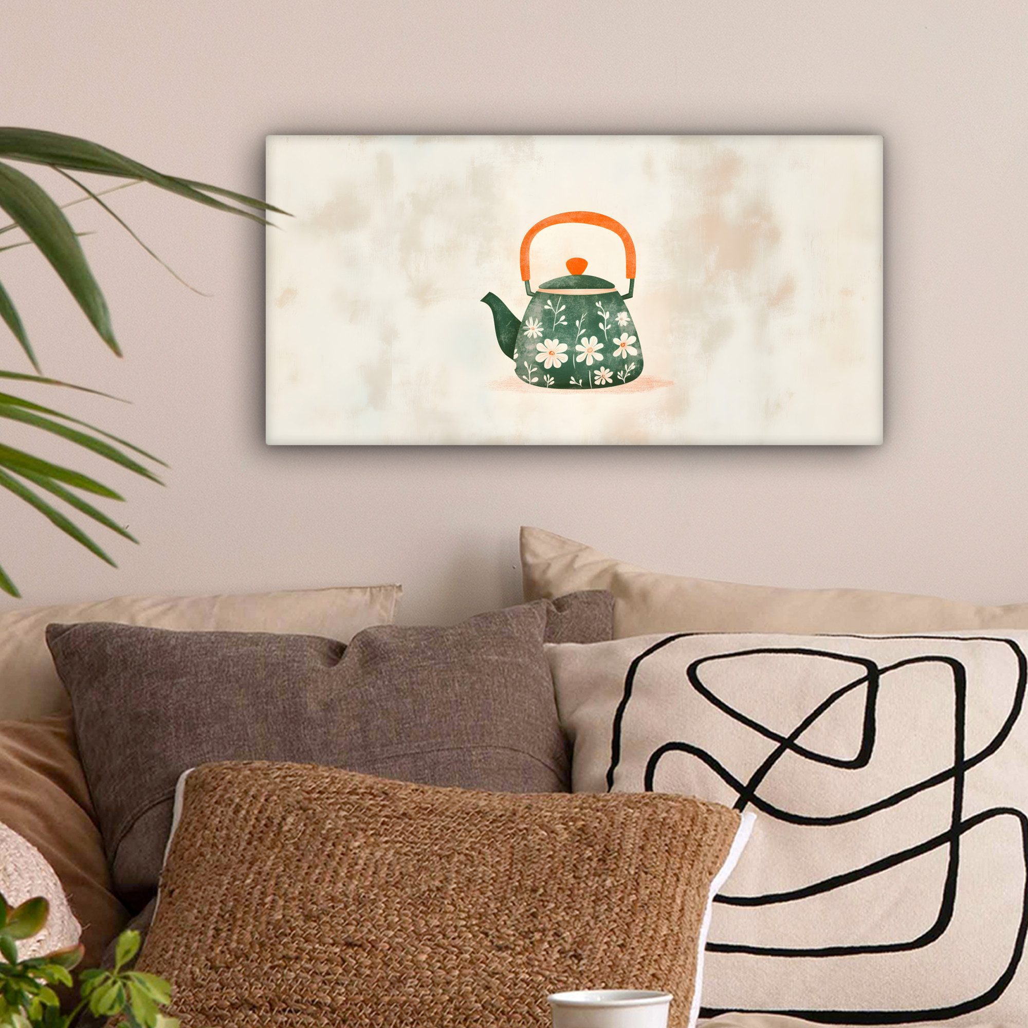 OneMillionCanvasses® Leinwandbild Panorama Teekanne - Grün günstig online kaufen