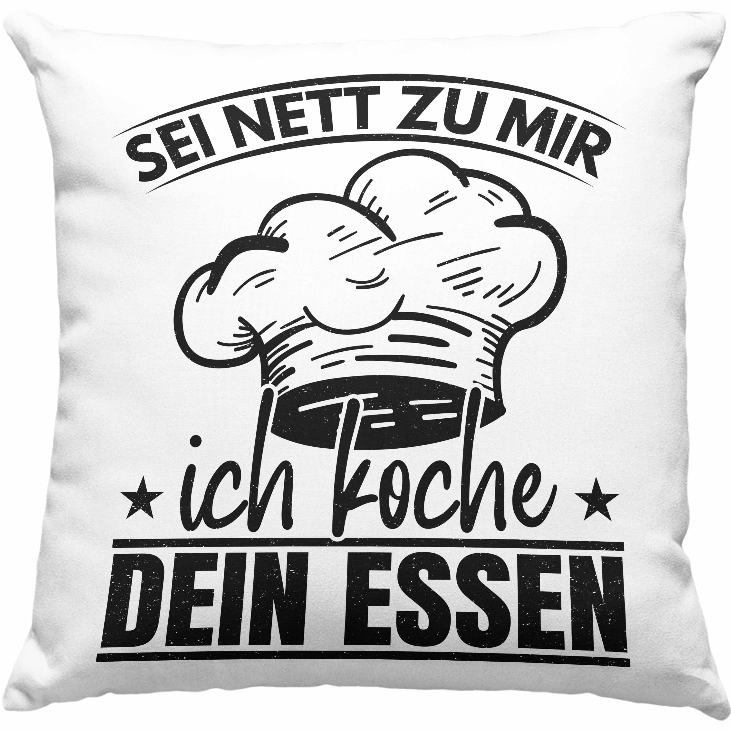 Trendation Dekokissen Trendation - Koch Geschenk Kissen Sternekoch Geschenkidee Lustiger Spruch Sei Nett Zu Mir Ich Koche Dein Essen Dekokissen mit Füllung 40x40 Grün