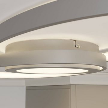 Lindby LED Deckenleuchte Charlok, dimmbar, LED-Leuchtmittel fest verbaut, warmweiß, Modern, Aluminium, Kunststoff, silber, 1 flammig, inkl.