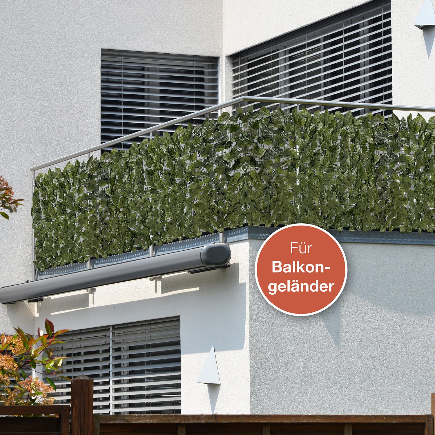 ELONEO Balkonsichtschutz Balkon & Zaun Sichtschutz ohne bohren, 100 cm hoch, versch. Größen UV-/Wetterbeständig, inkl. 20 hochwertiger Kabelbinder