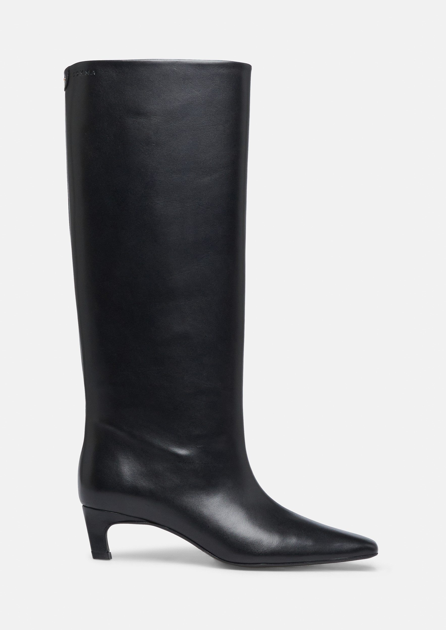 comma Stiefel Stiefel Lederstiefel mit geradem Schaft und Kitten-Heel