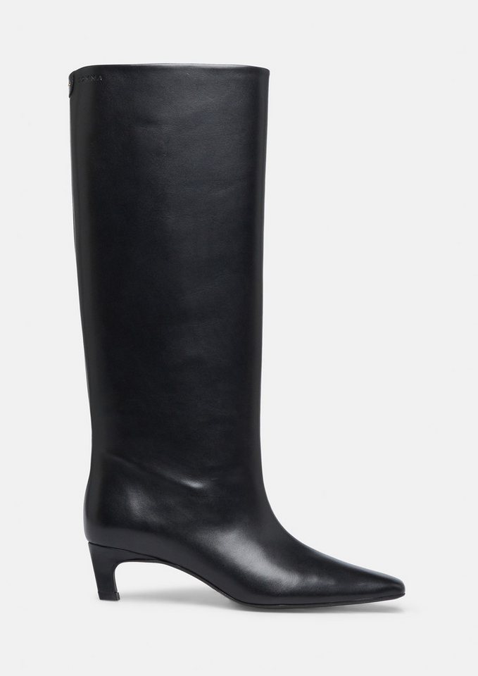 comma Stiefel Stiefel Lederstiefel mit geradem Schaft und Kitten-Heel