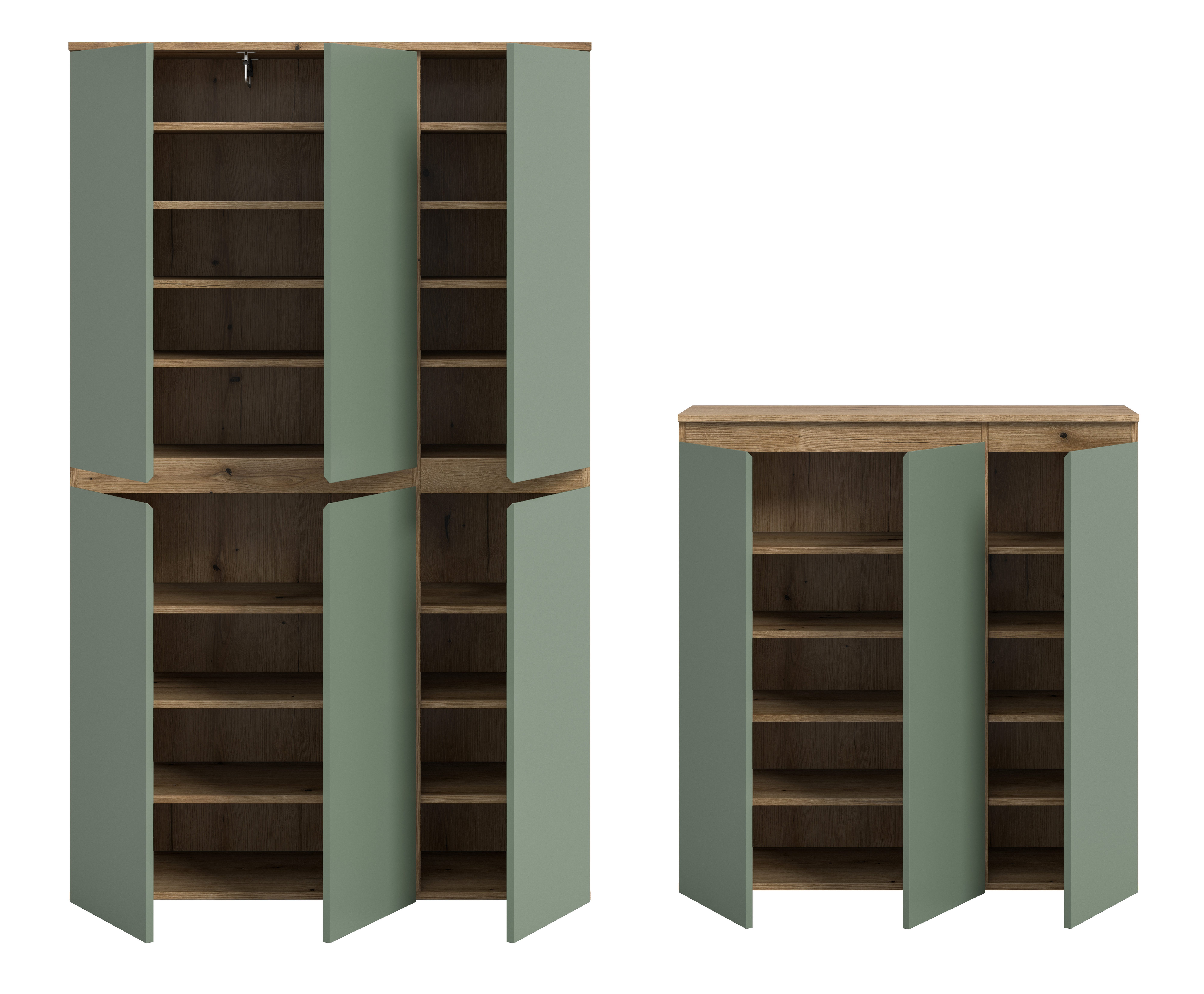 furnling Mehrzweckschrank-Set Sarca - in 5 trendigen Farben, (2-St., bestehend aus Kommode, Universalschrank), 1 Kleiderstange, großzügiger Stauraum durch 28 Fä – Bild 4 von 5