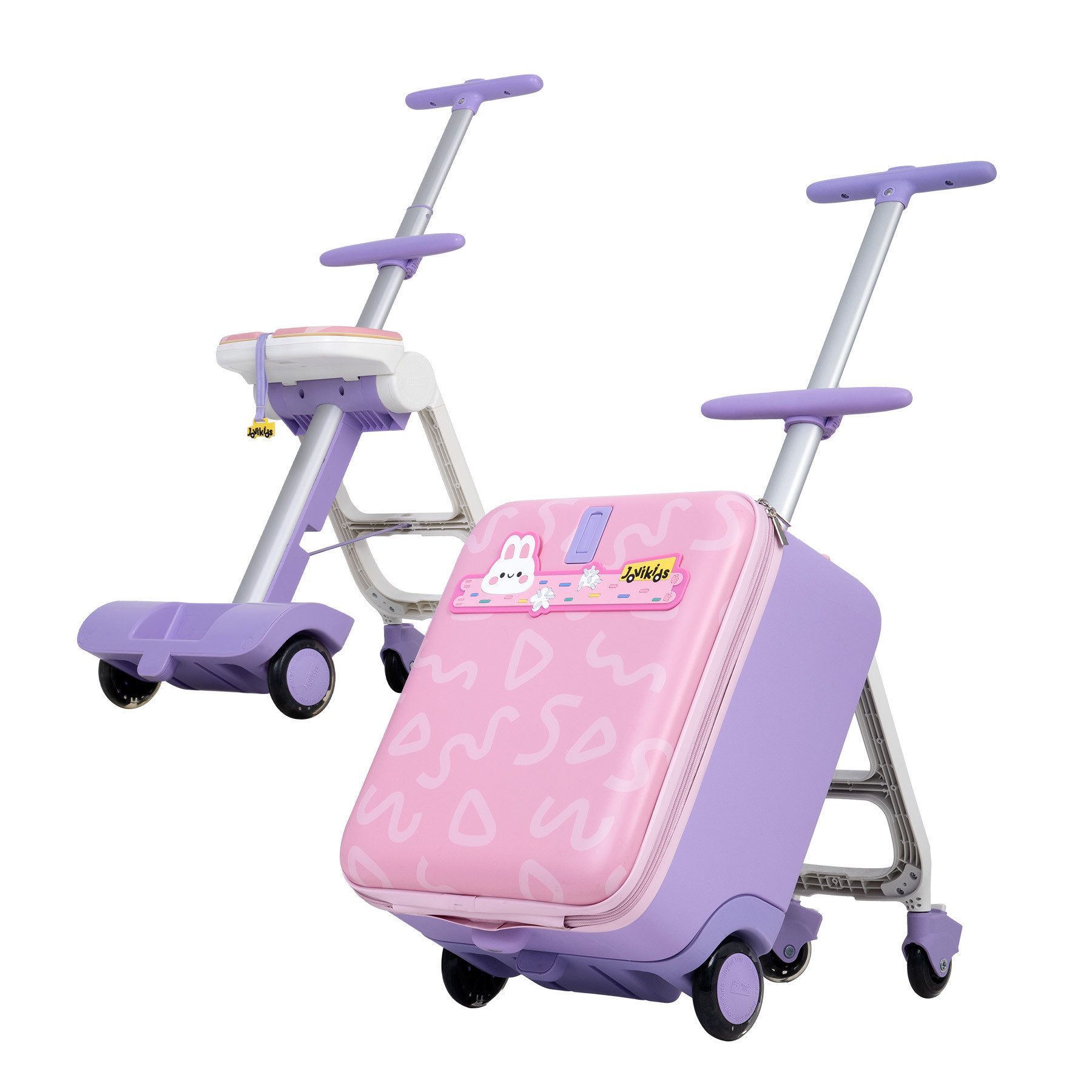Jovikids Kinderkoffer 3-in-1-Reisekoffer mit Universalrollen & Armlehnen, 4 Rollen, für Kinder ab 3 Jahren, 38L großer Handgepäck-Trolley