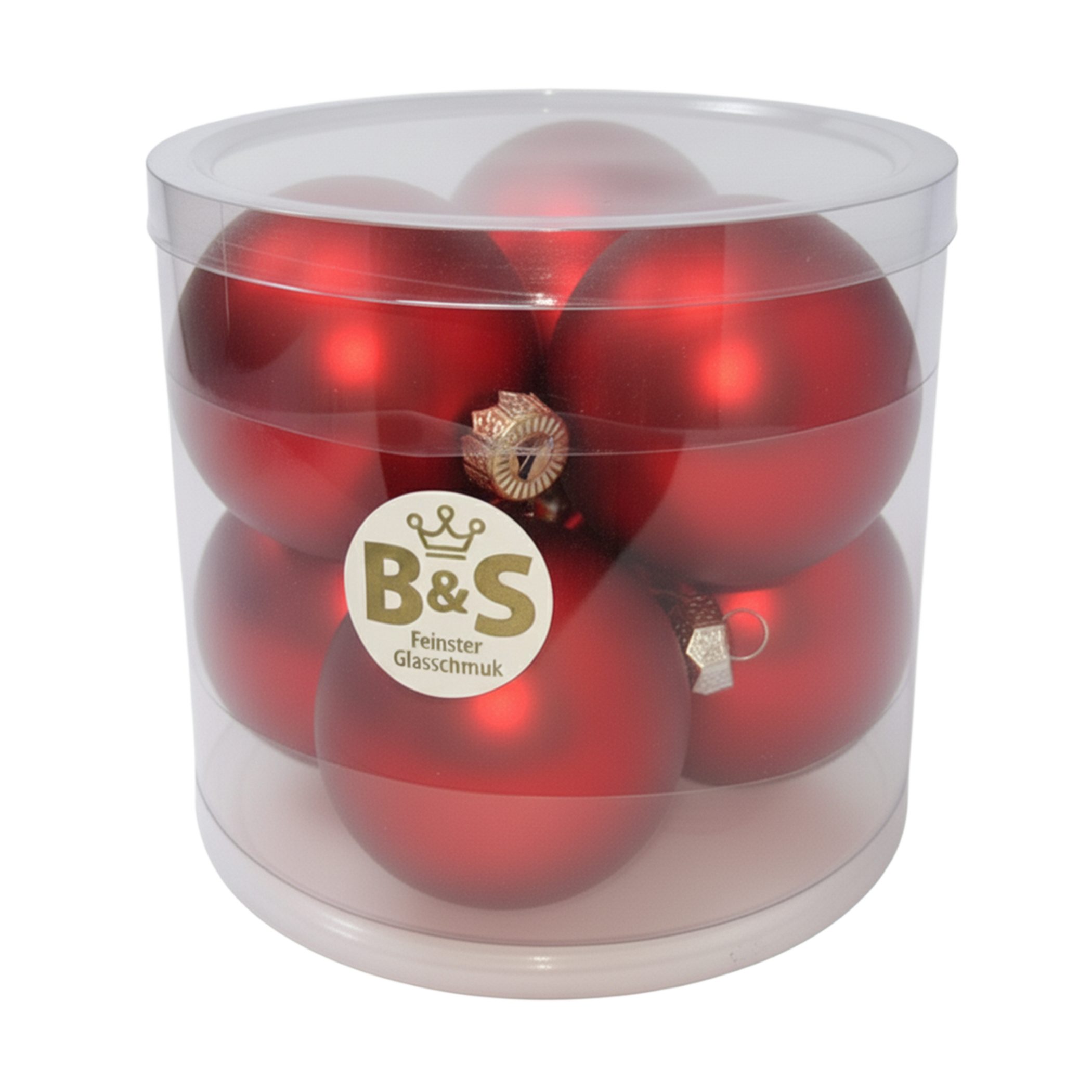 B&S Weihnachtsbaumkugel Baumschmuck Rot matt 6 Stück Ø 8 cm Glas