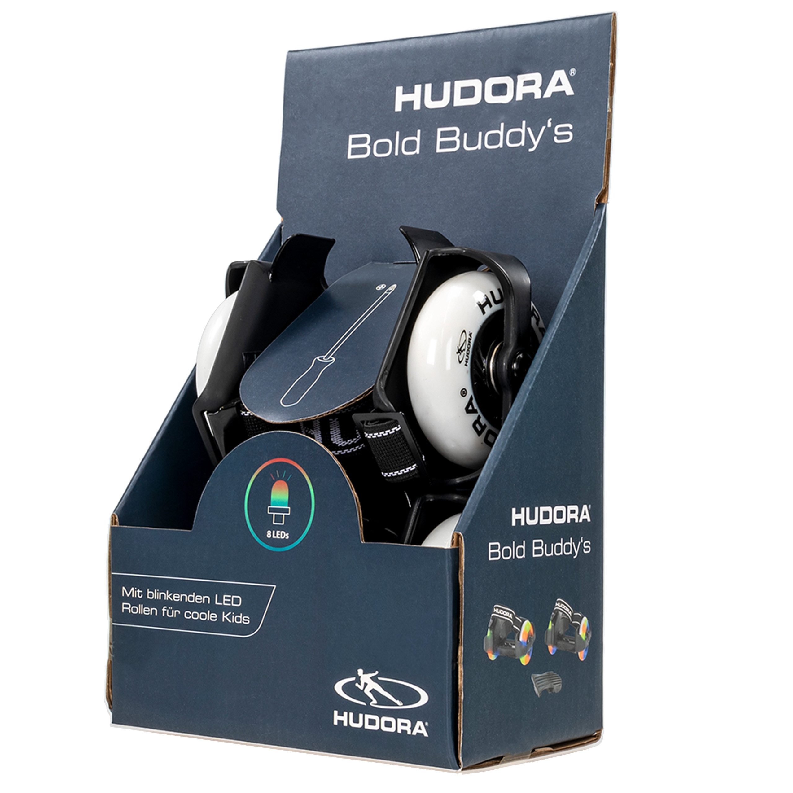 Hudora Gleitschuh HUDORA Fersenroller Bold Buddy's, 8 blinkende LEDs, verwandelt Schuhe in coole Rollschuhe