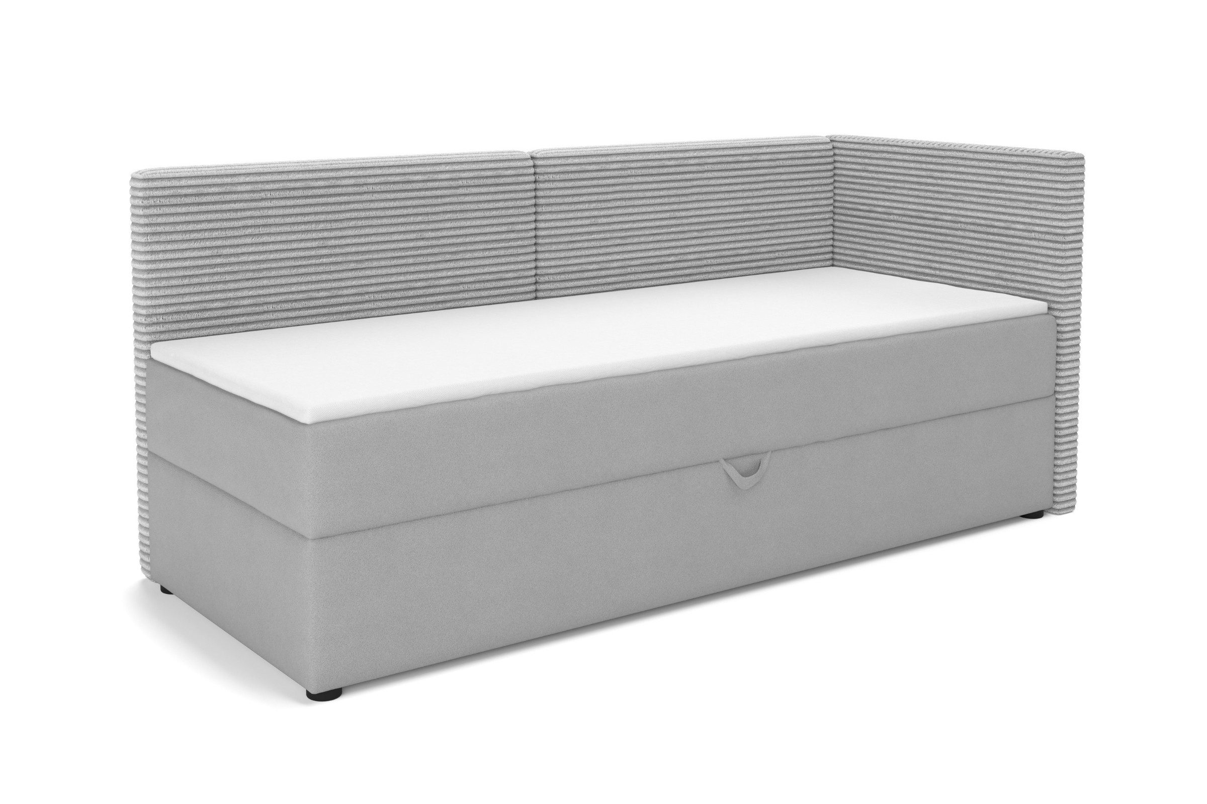 Deine Möbel 24 Boxspringbett MILA, Tagesbett mit Bettkasten, Schlafsofa mit Schlaffunktion (Cord-Stoff & Velour Samt, 1-St., perfekt für Jugendliche & Erwachsene, Modernes 3-in-1 Design), 90x200 100x200, Schwarz Grau Beige Creme Anthrazit