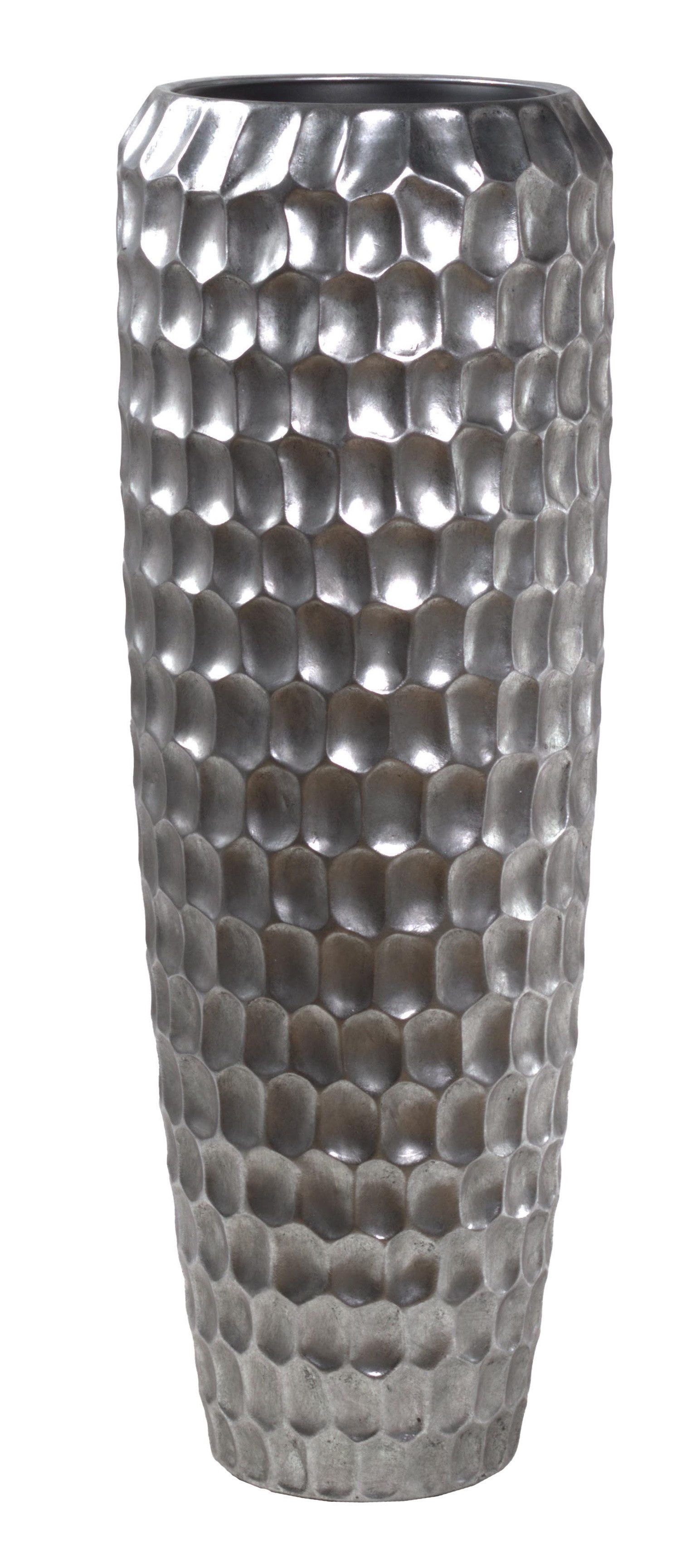 Flingora Bodenvase Celice, mit Einsatz - Fiberglas - Indoor & Outdoor - Silber - Höhe 97 cm