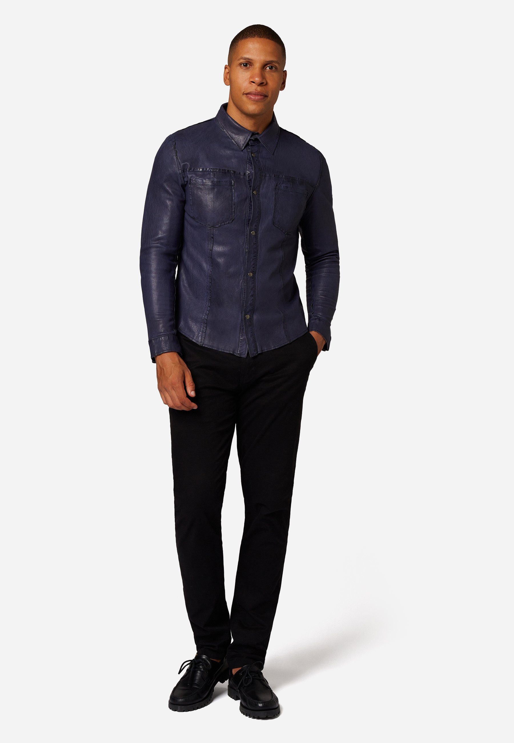 RICANO 2-in-1-Langarmshirt Reverse Shirt Wendbares Lederhemd - beidseitig t günstig online kaufen