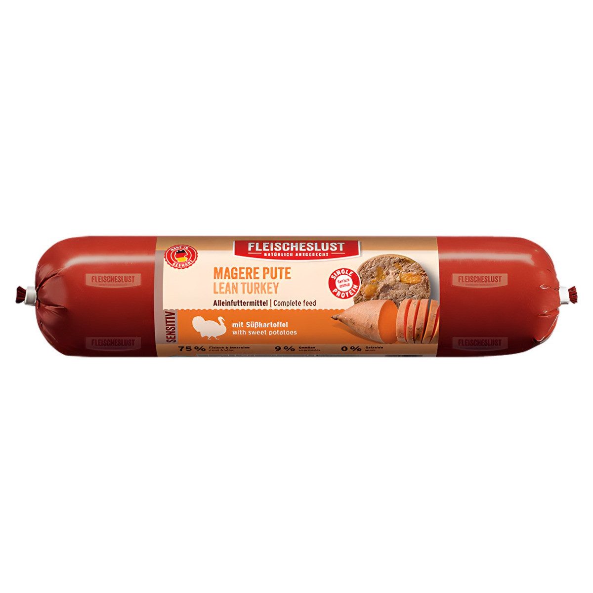 Fleischeslust Sensitiv Magere Pute mit Süßkartoffel 400 g, Nassfutter für: Hund