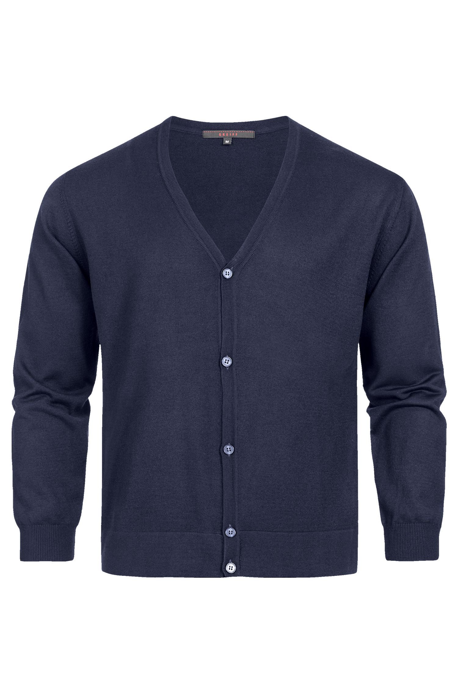 GREIFF Strickjacke Greiff STRICK Herren Strickjacke Langarm V-Neck Regular Dunkelblau