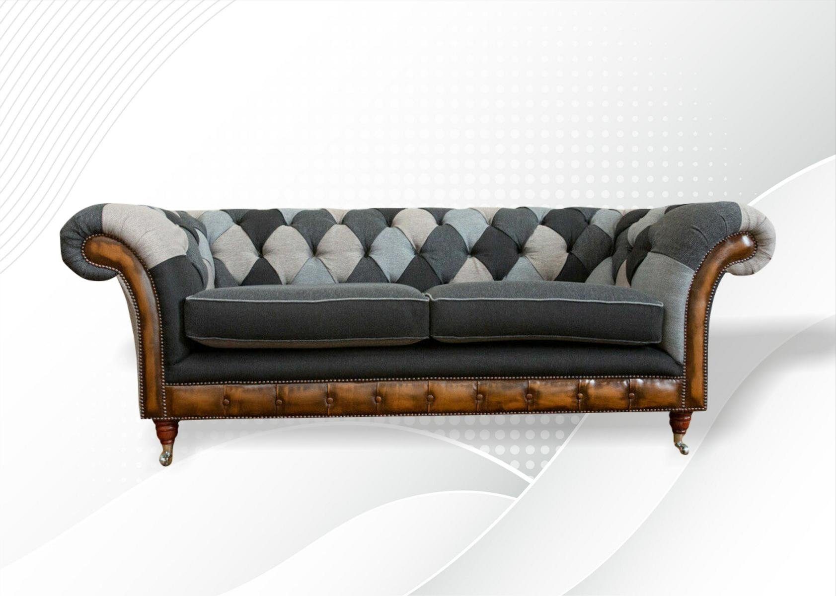 Design Sofa 3 JVmoebel Chesterfield Chesterfield-Sofa, 225 cm Couch Sitzer