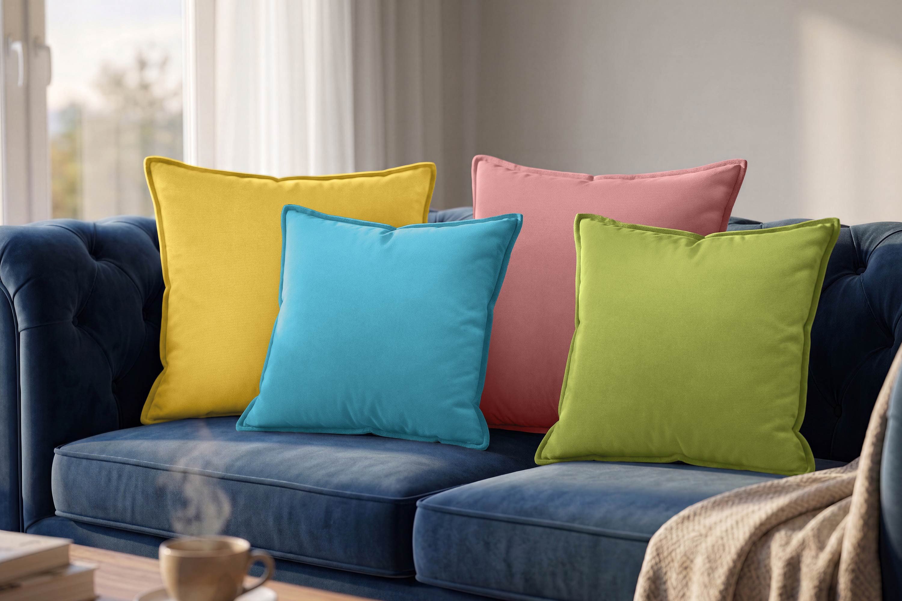 Amilian Dekokissen 4er Set Zierkissen Sofakissen Couchkissen mit Reißverschluss, inklusive Füllung für Sofa, Couch und Bett