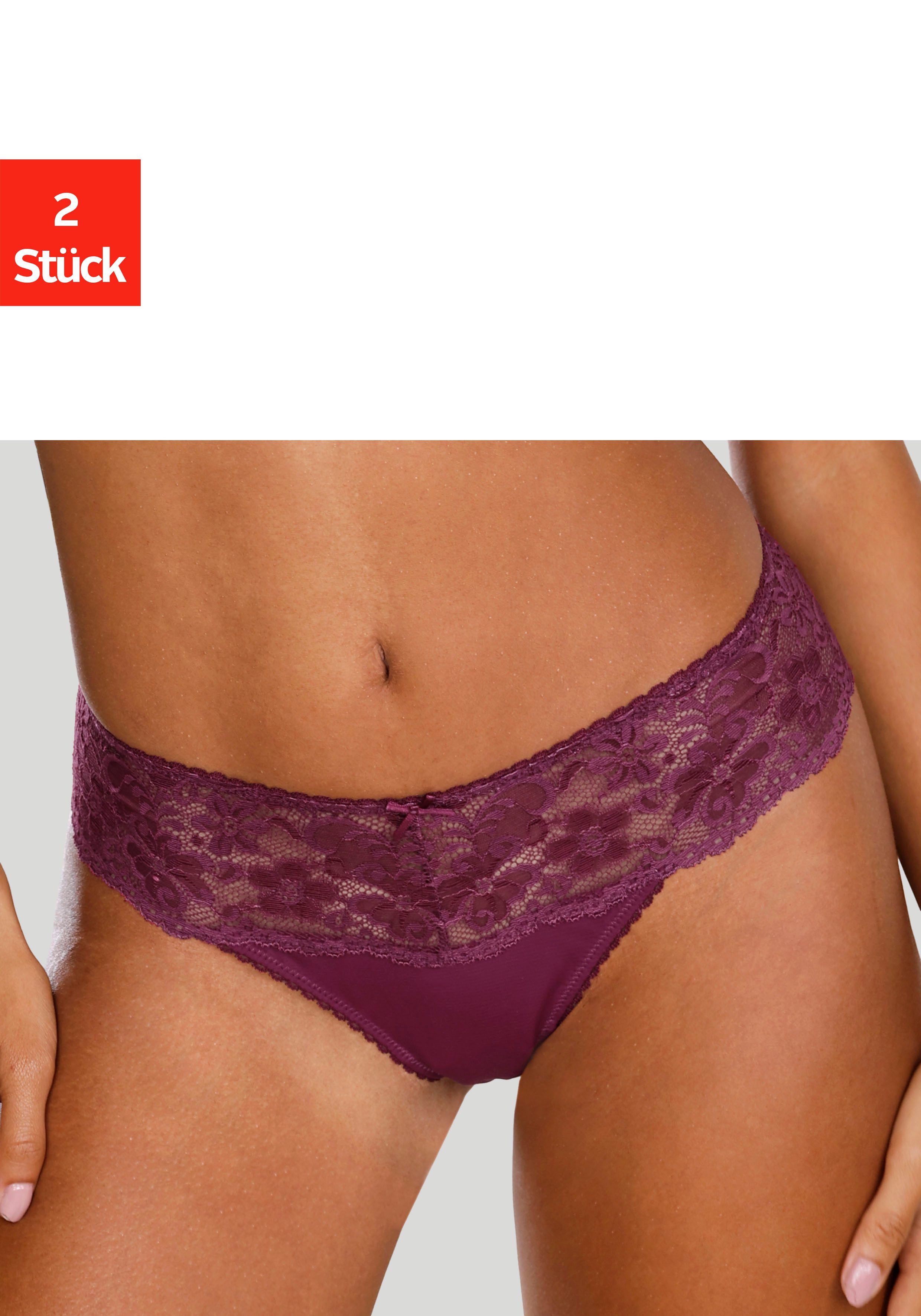 Nuance by Lascana String mit breitem Spitzenband, als Dessous-Set kombinierbar (Packung, 2 Stück) sexy Dessous, sexy Unterwäsche