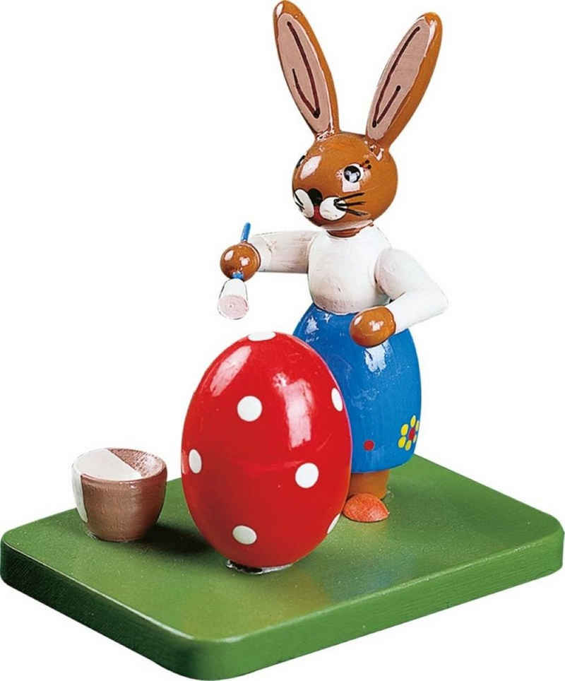 Richard Glaesser Osterhase Hasenmädchen malend, Handwerkskunst original Erzgebirge