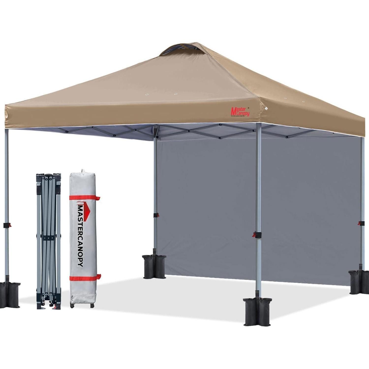 LuxusKollektion Faltpavillon Faltpavillon Popup Entlüftung Seitenwand Garten Events 2.5x2.5M Khaki