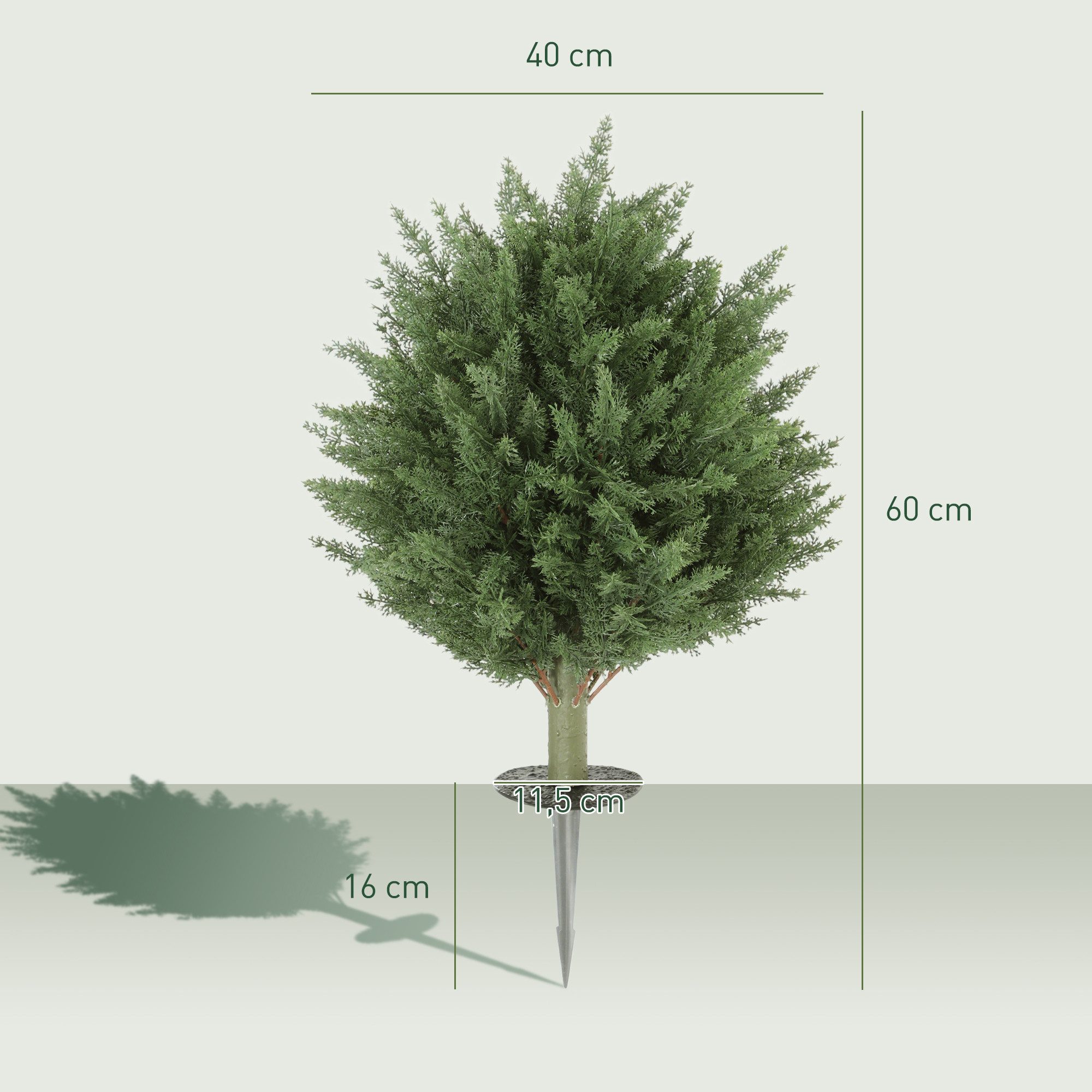 Kunstpflanze 2er-Set Künstliche Pflanzen, UV-beständig, 387 Blätter, Erdspieß Zypresse, HOMCOM, Höhe 60 cm, für Wohnzimmer, Schlafzimmer, Büro, Garten, Grün