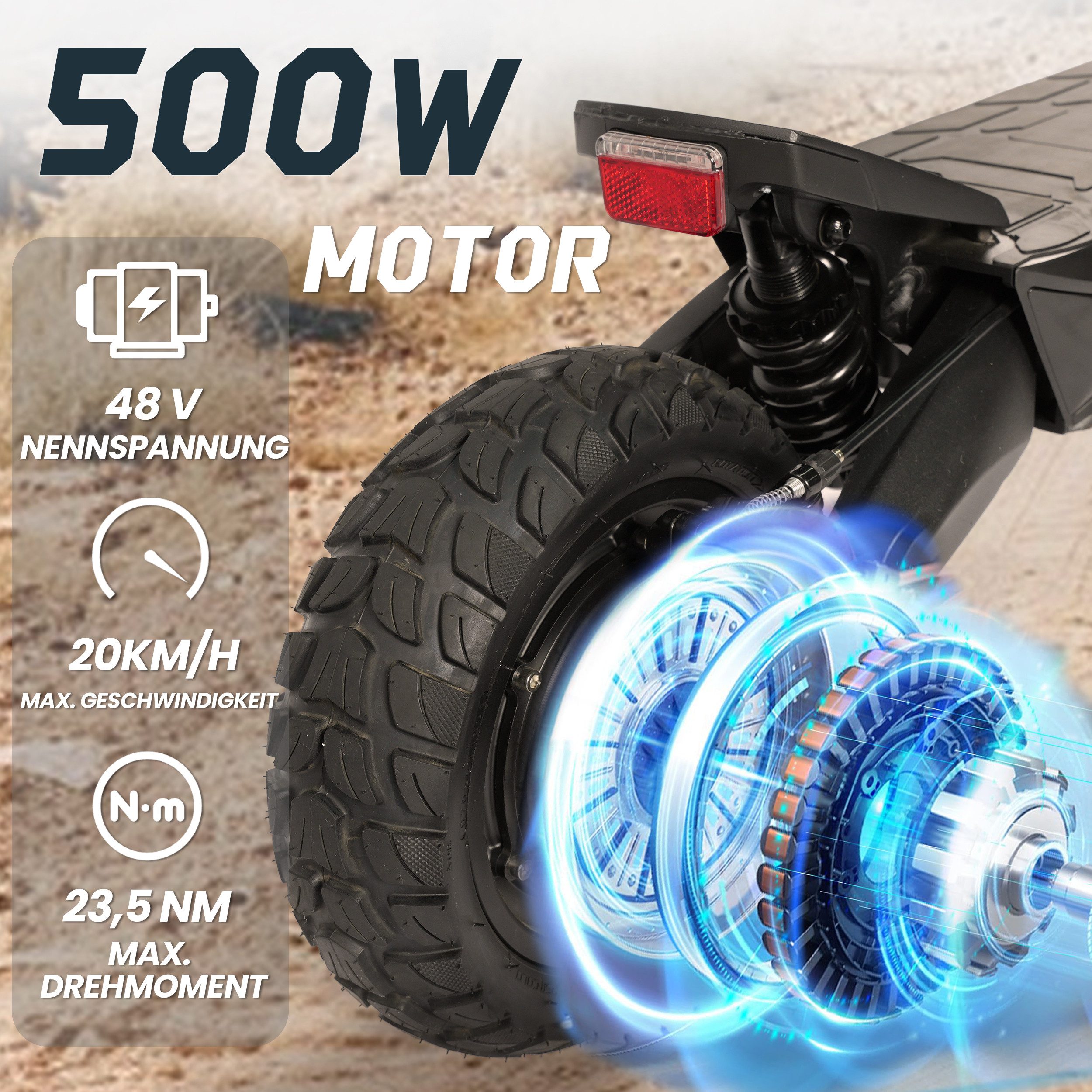 ZWHEEL E-Scooter mit Straßenzulassung 10 Zoll T8 E-roller, 720 Wh, 80km, Vollfederung, 500 W, 20 km/h, (mit Blinker, Doppelstoßdämpfer, Geländereifen), klappbar, 48V 720Wh, Offroad-Luftreifen, Scheibenbremsen