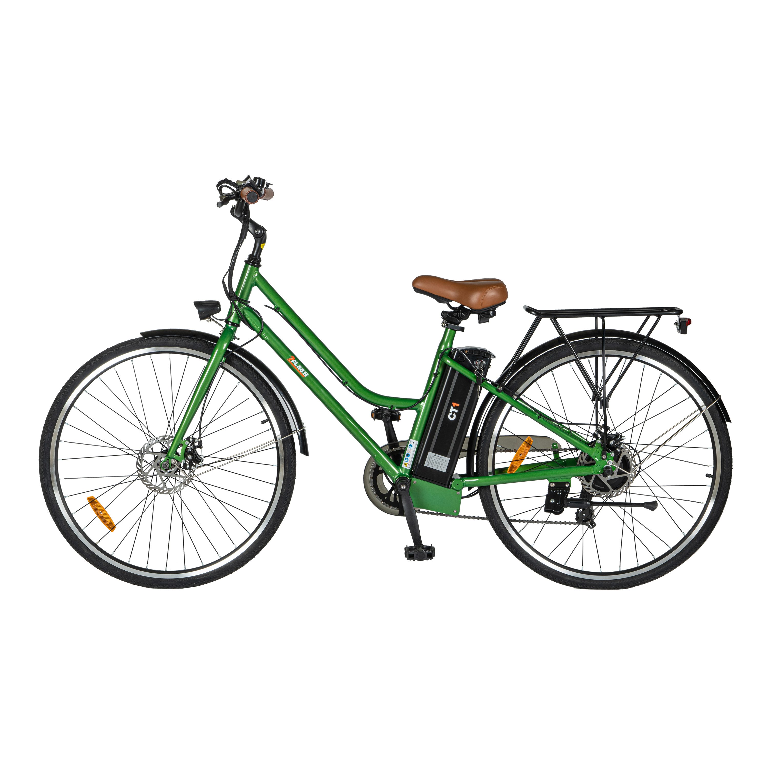 2FLASH E-Bike 2Flash CT1 City E-Bike, 27,5 Zoll, niedriger Einstieg,36V (360Wh), 7 Gang, Kettenschaltung, Heckmotor, 360,00 Wh Akku, (1 tlg) grün