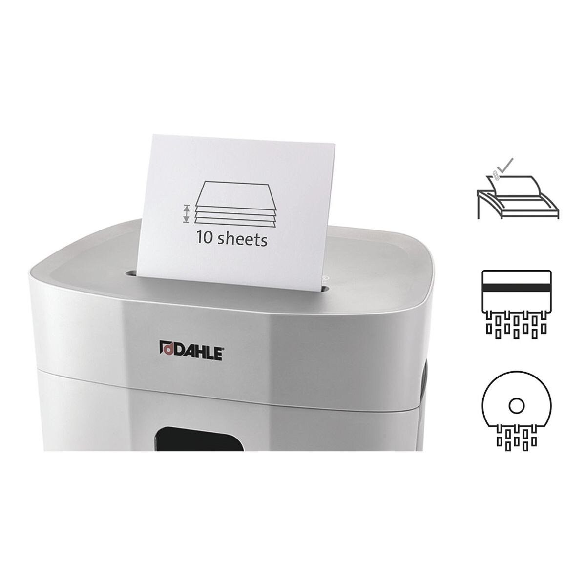 DAHLE Aktenvernichter PaperSAFE® 240, Partikelschnitt 4x12 mm, bis 10 Blatt, 25 Liter