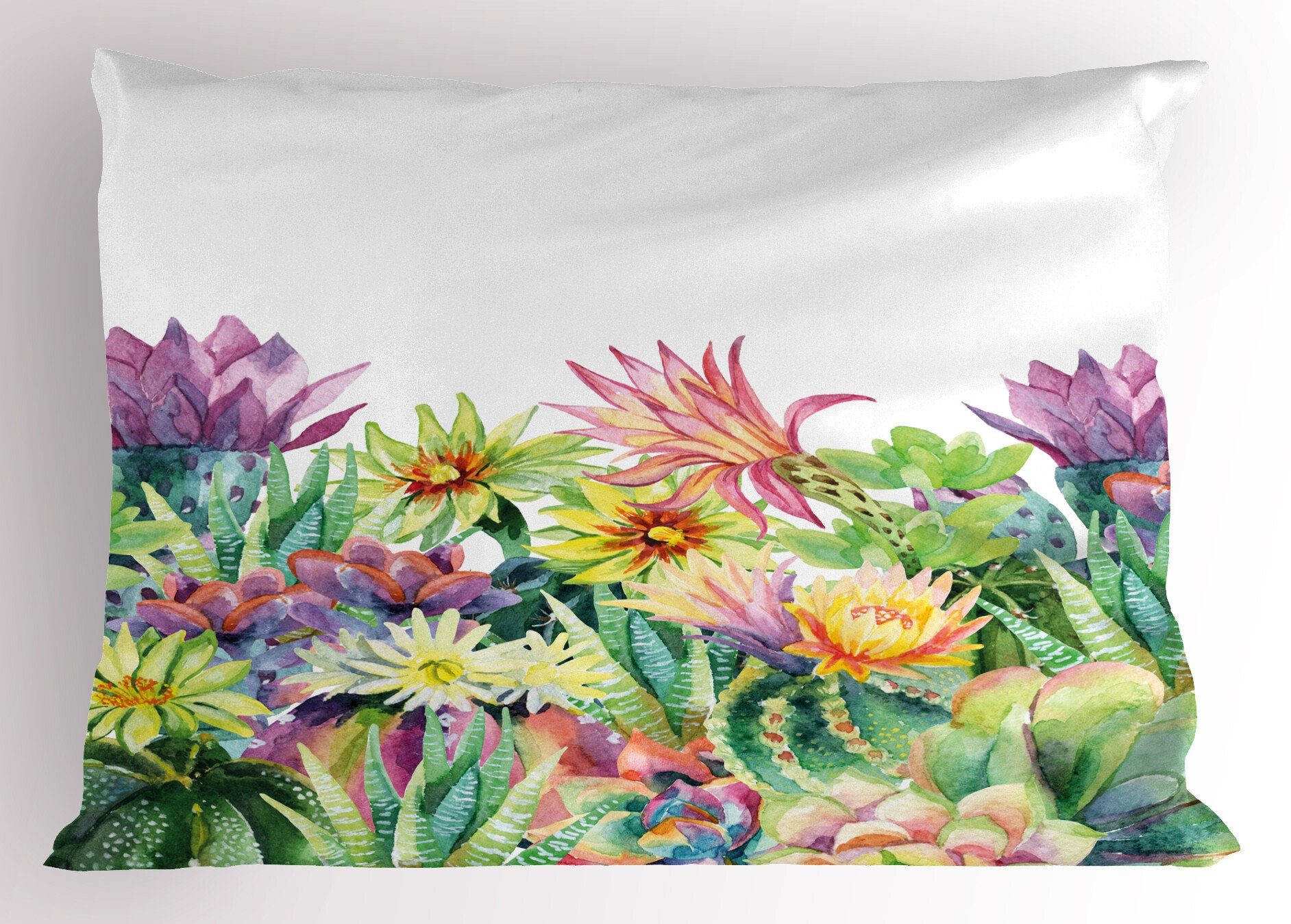 Kissenbezüge Dekorativer Standard King Size (1 Blumen Stück), Abakuhaus Gedruckter Aquarell Sukkulenten und Kissenbezug