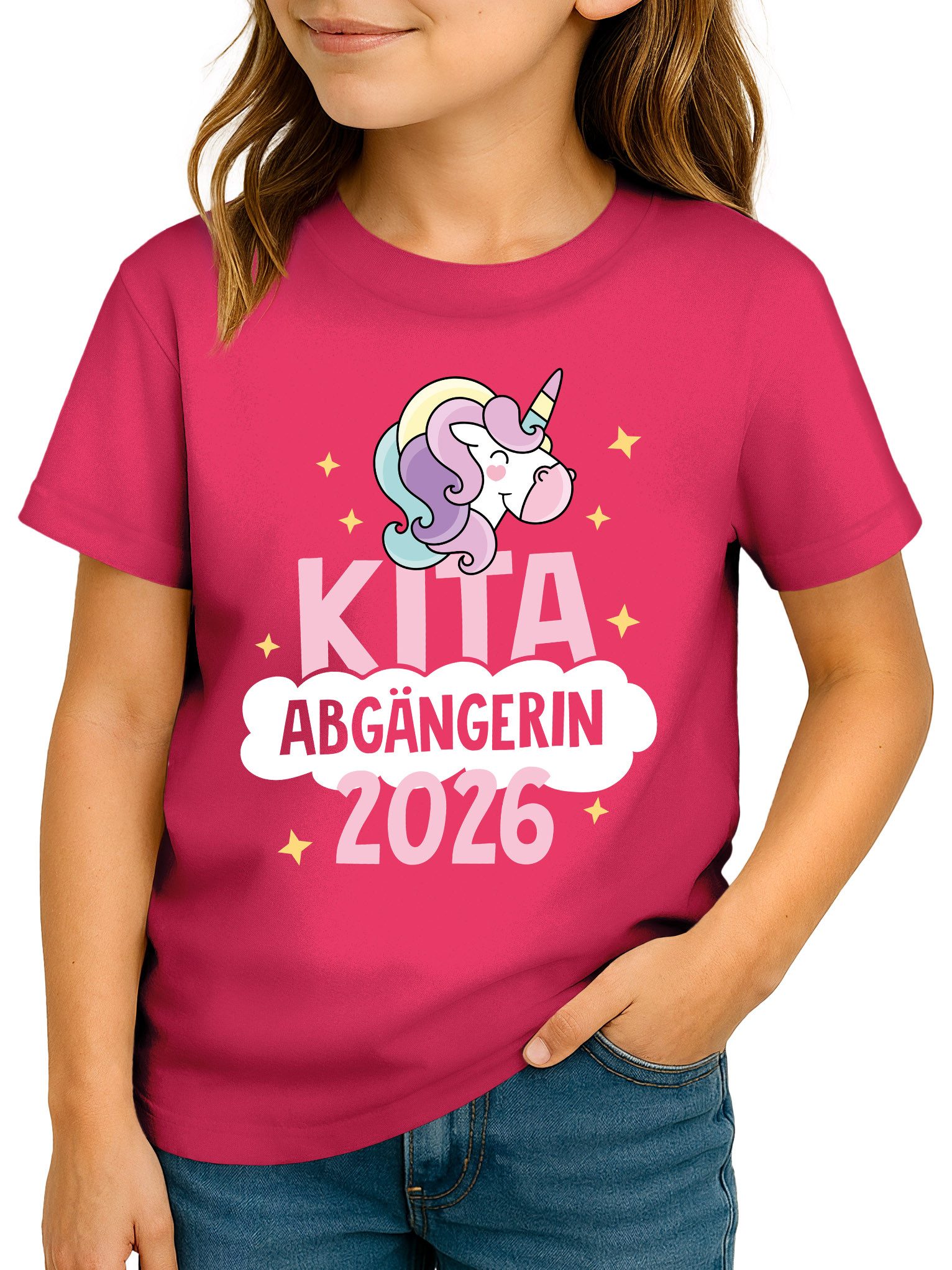 Print-Shirt Kinder T-Shirt Mädchen Kita Abgängerin Einhorn Geschenk zur