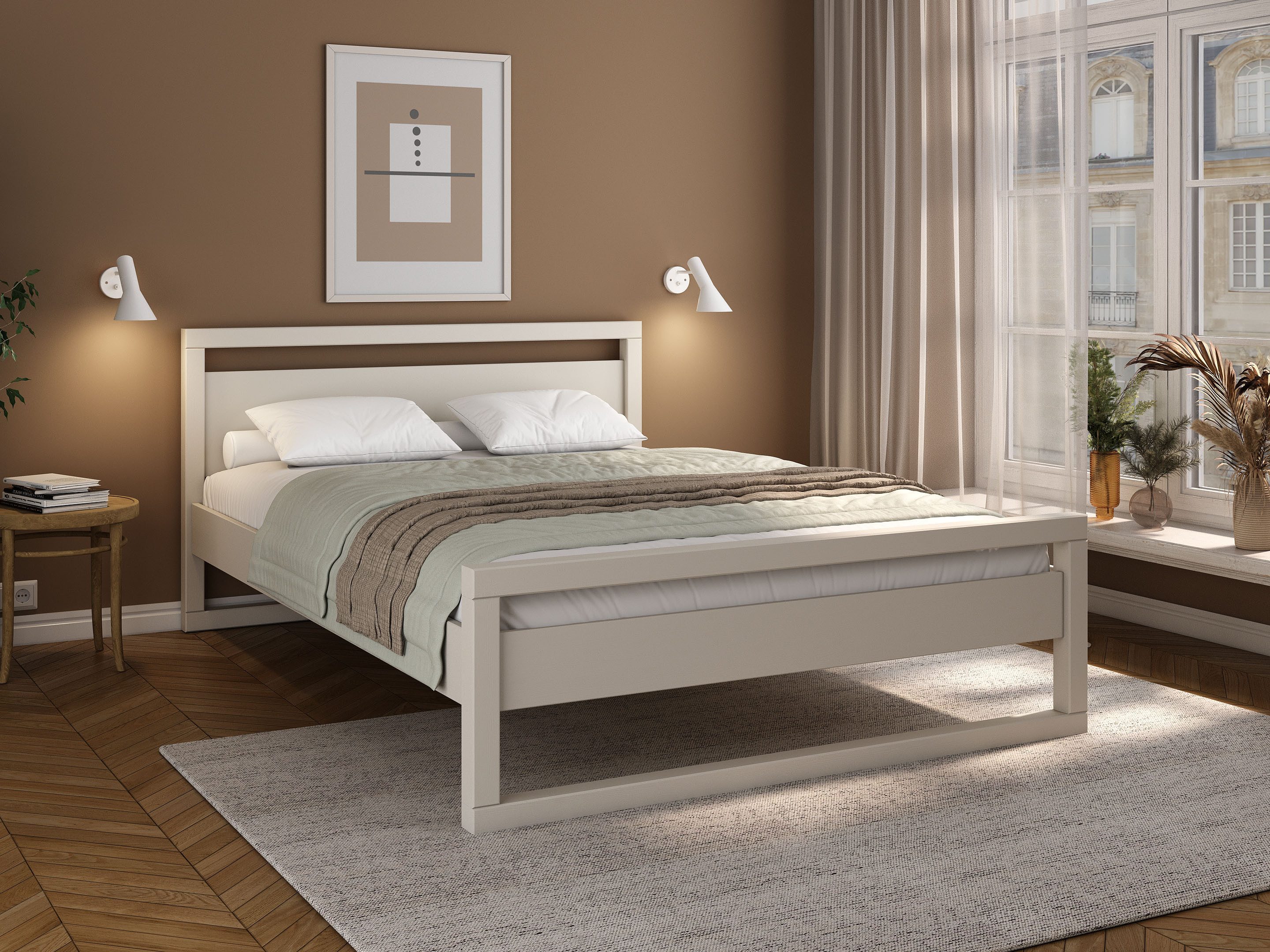 OTTO home Massivholzbett Wellow, Kaschmir-Beige-Beige, Kiefer, inklusive Lattenrost (Liegefläche 140x200 cm), nordisch-modern, bis 180 kg belastbar, FSC® & Made in Europe