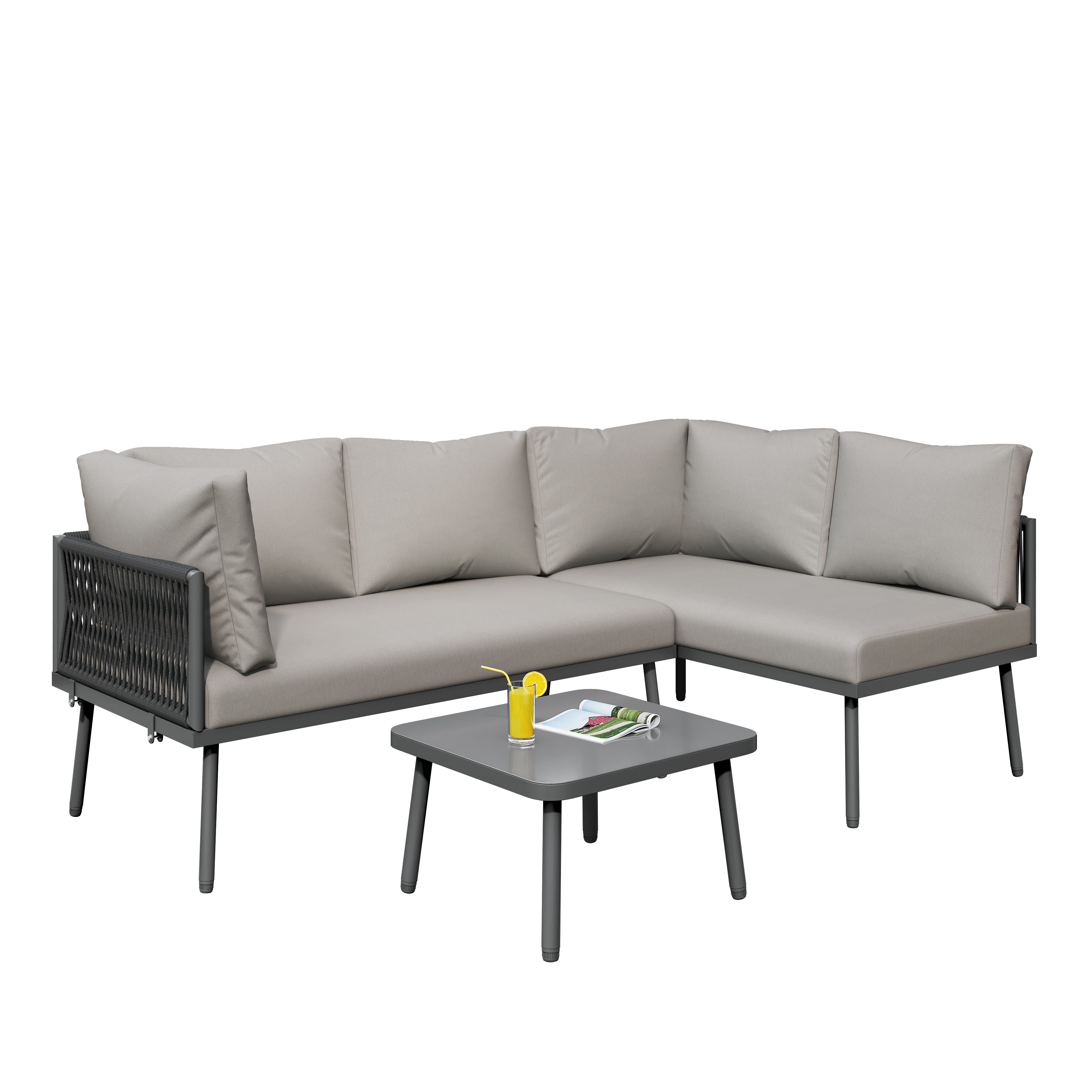 Odikalo Gartenlounge-Set Gartenmöbel-Set Sitzkissen verstellbaren Füßen günstig online kaufen