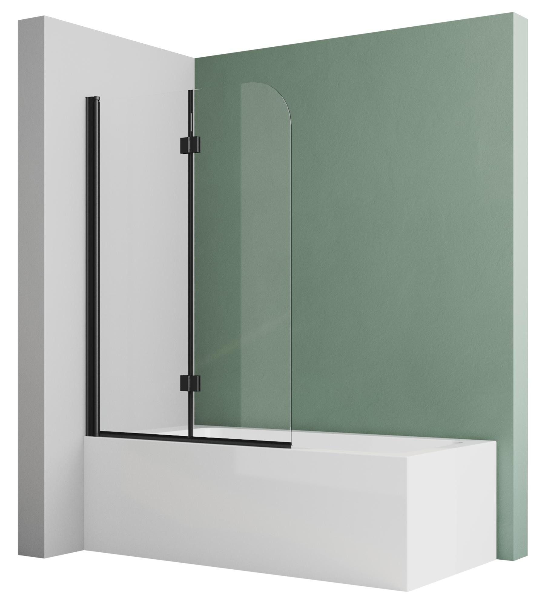 Badewannenfaltwand Duschtrennwand für Badewanne 100cm 2-teilig Falttür 6mm ESG NANO 140H
