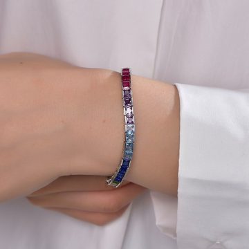 ROUGEMONT Armband Funkelndes Damen Tennis Armband Regenbogen Armband 4mm Steine 18 cm, Hypoallergen
