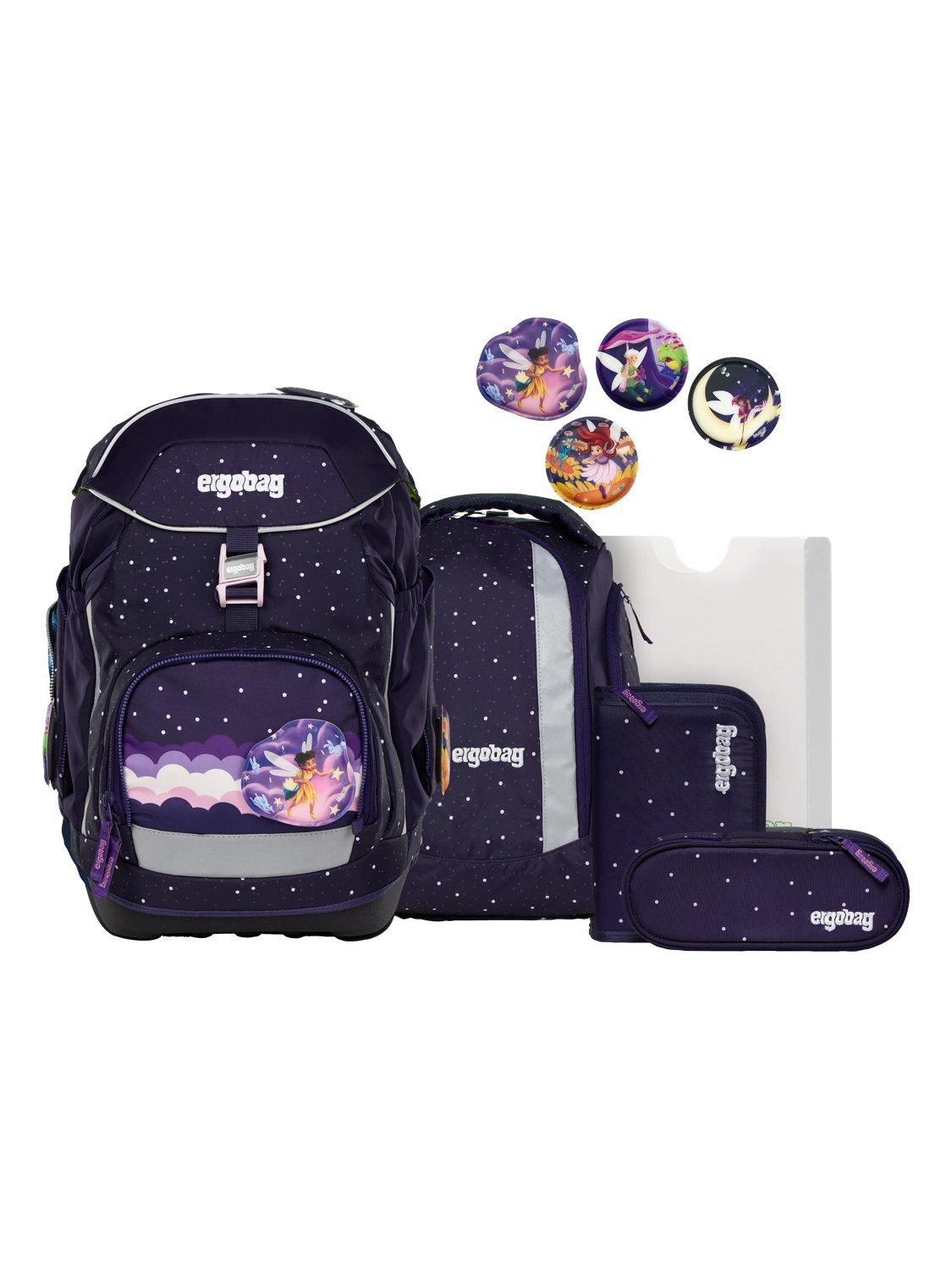 ergobag Schulranzen pack Set (6-tlg., 6-teiliges Set), größenverstellbares Rückensystem