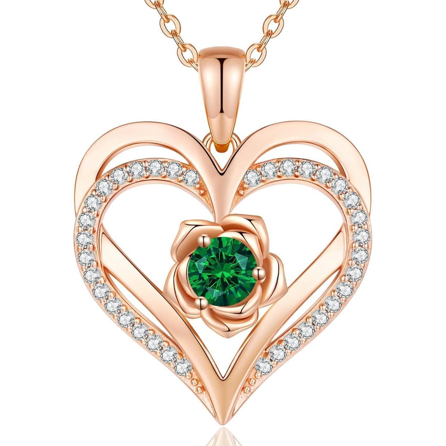 LuxusKollektion Kette mit Anhänger Halskette Damen Rosegold Herz 925 Silber RoseGold Necklace 05