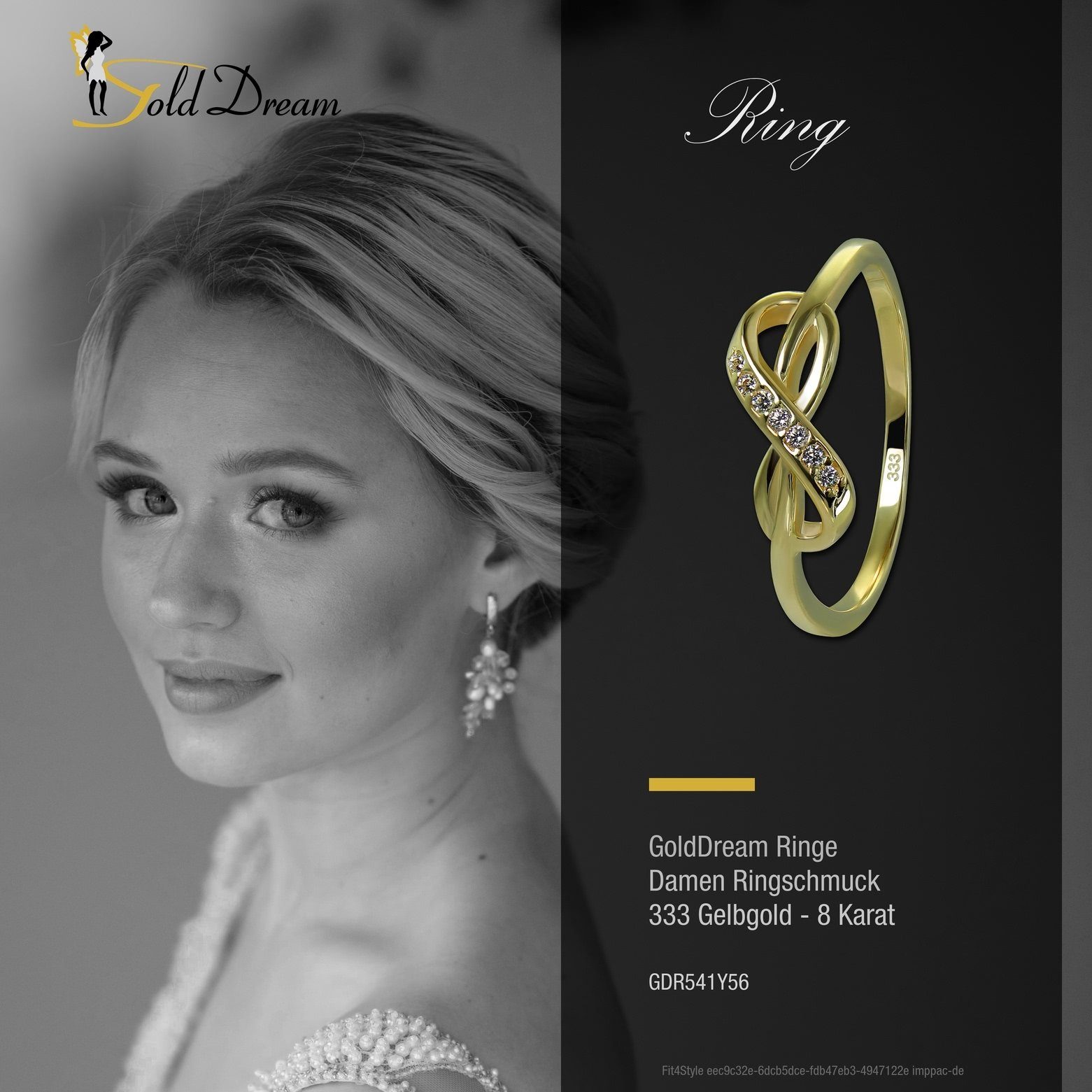 GoldDream Goldring 8 gold, GoldDream Infinity Gold Ring (Fingerring), weiß 333 Ring Karat, Infinity Damen Gr.56 - Gelbgold Farbe