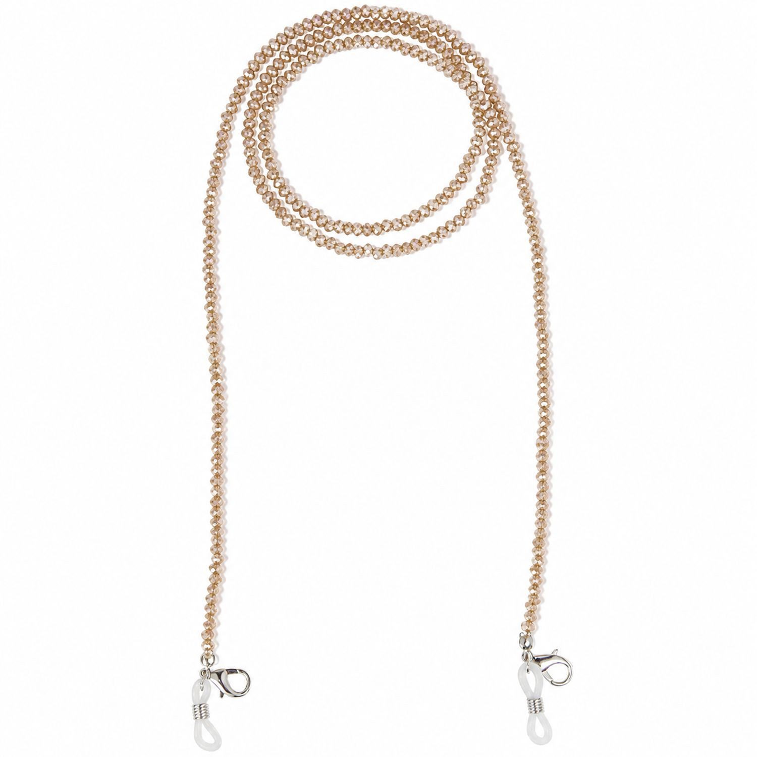 Trachtenland Brillenband Brillenkette mit Glaskristallperlen, Roségold