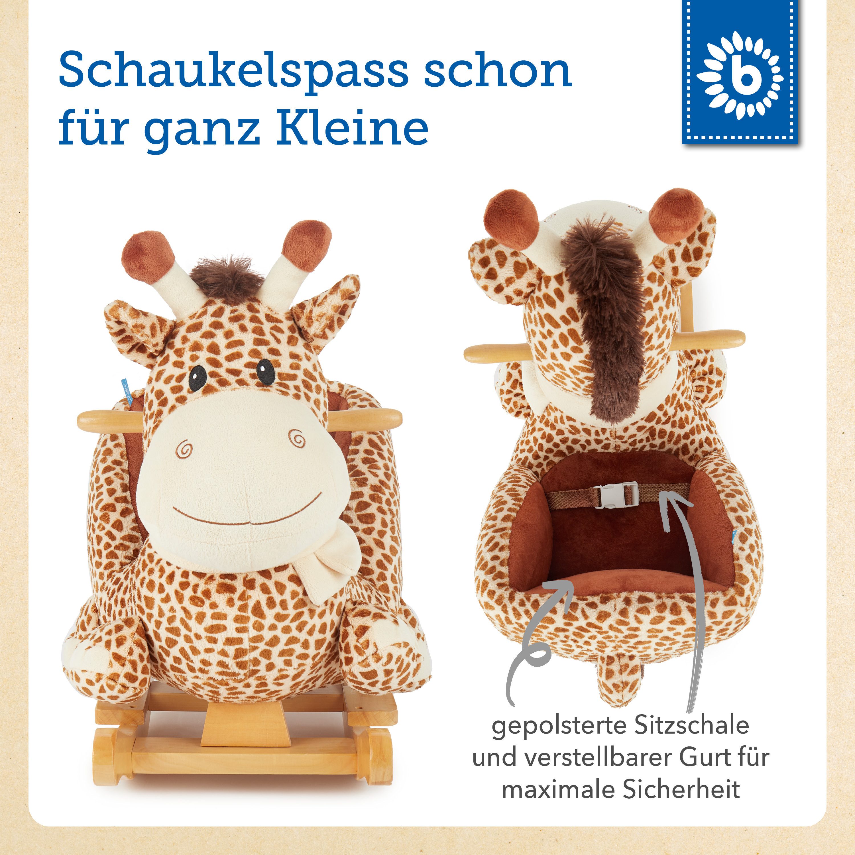 BIECO Schaukeltier Bieco Plüsch Schaukeltier Giraffe Schaukelpferd – Bild 3 von 5