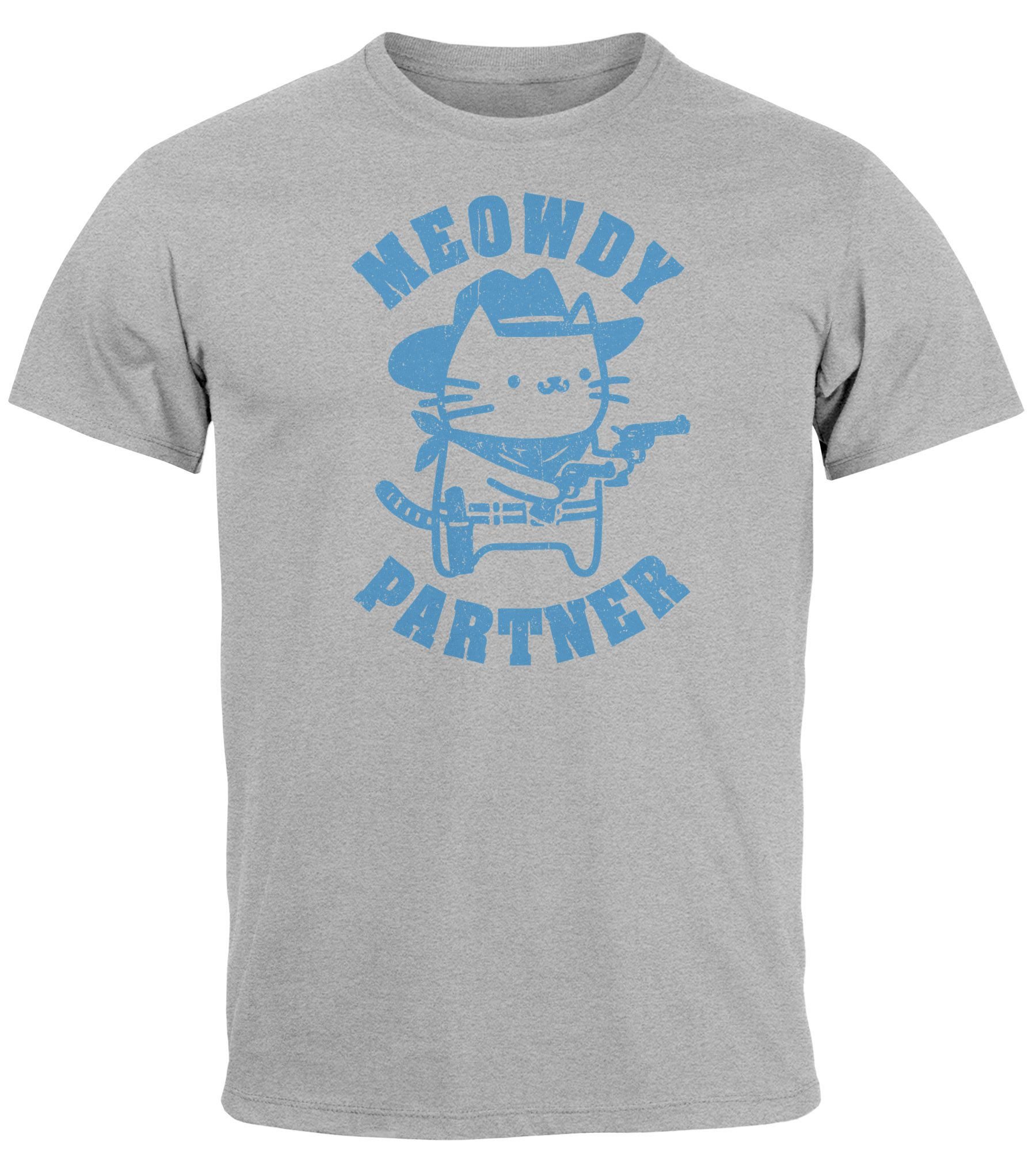 MoonWorks Print-Shirt Herren T-Shirt Meowdy Partner günstig online kaufen