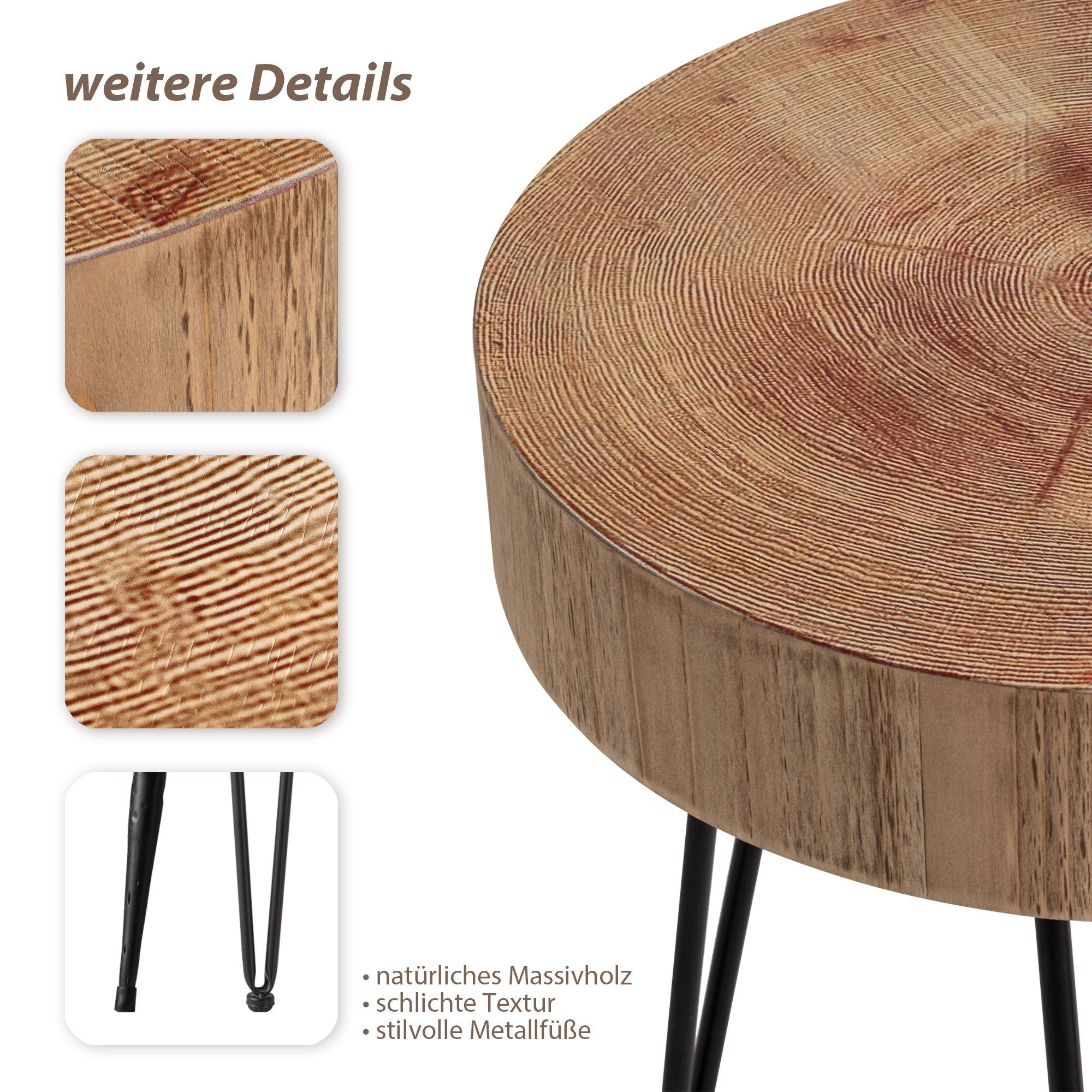 HomeGuru Couchtisch Couchtisch (2-St., Natur Set) 2er,Beistelltisch,Kaffeetisch,Wabi-Sabi-Stil,Vintage,Holz