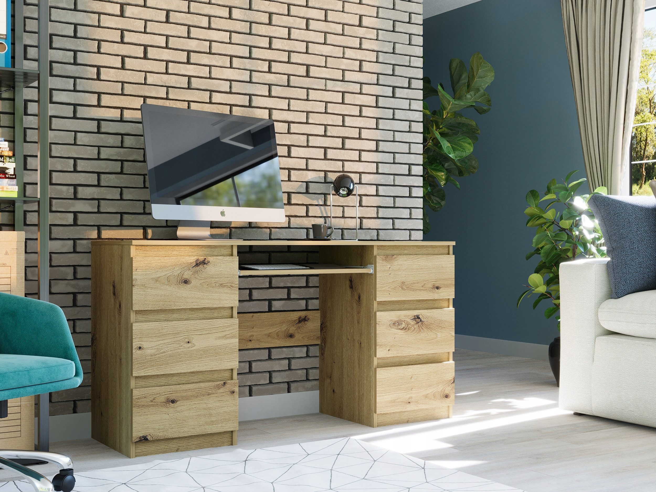 Home Collective Schreibtisch mit 6 Schubladen günstig online kaufen